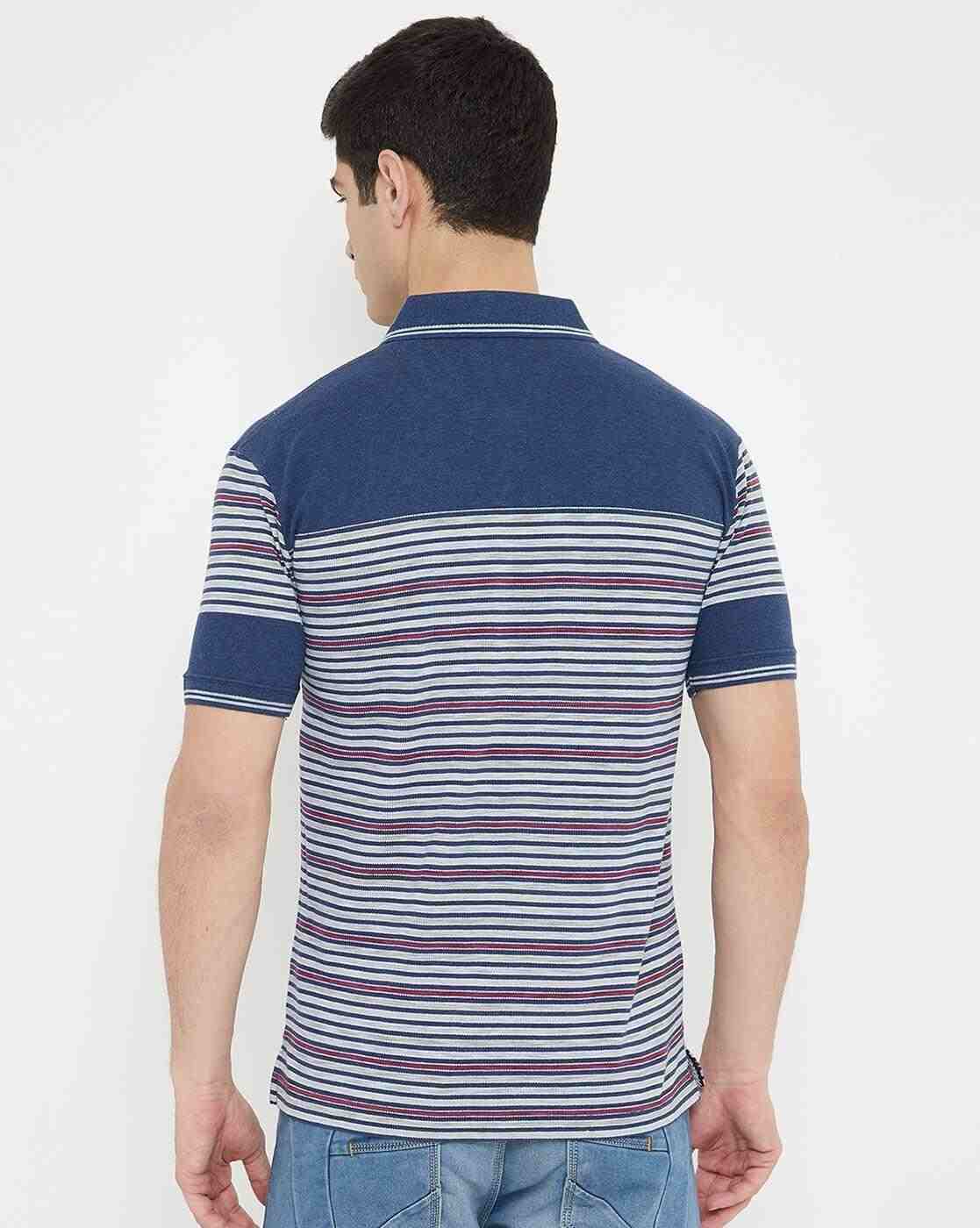 DUKE | Striped Polo T-shirt with Patch Pocket|4