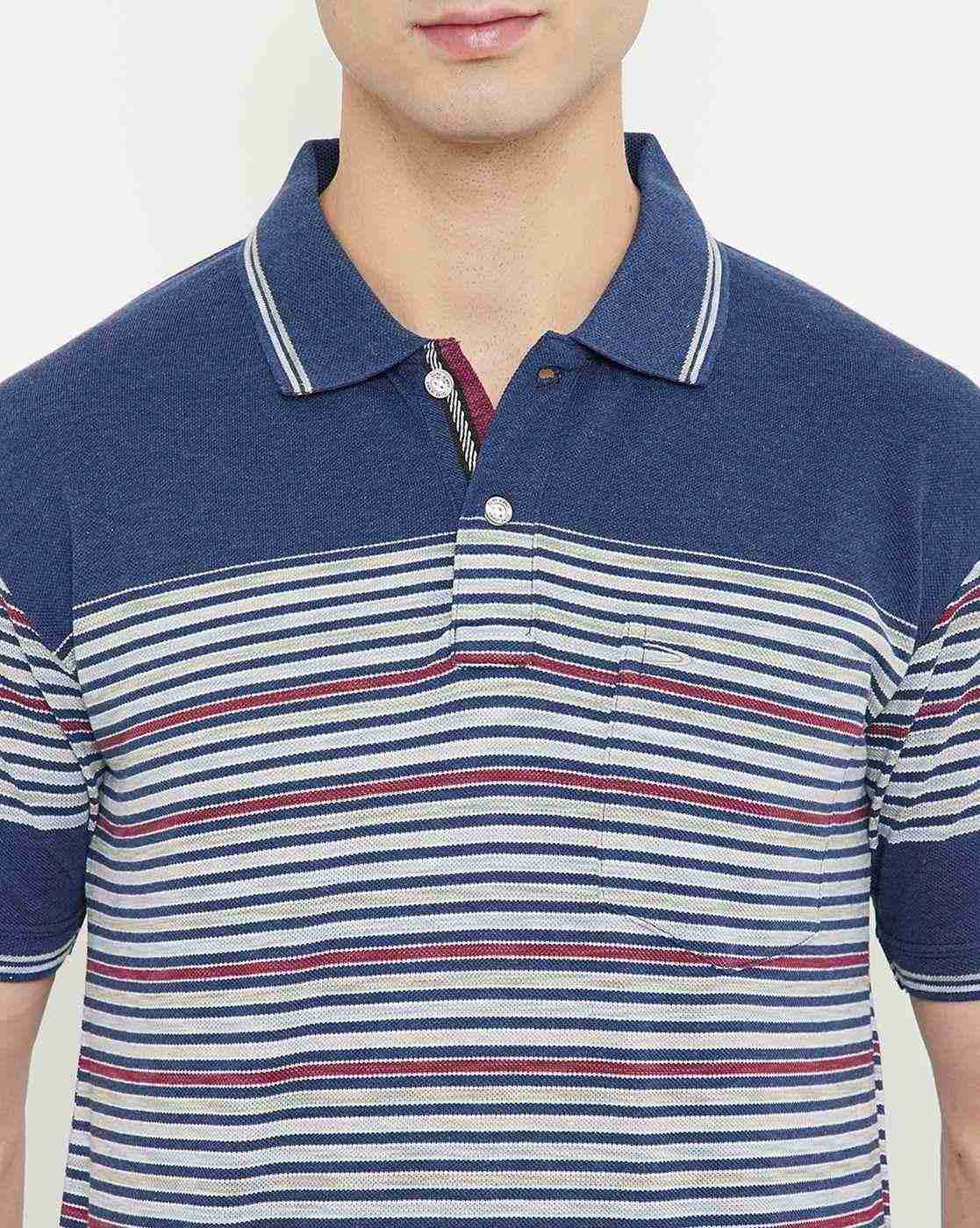 DUKE | Striped Polo T-shirt with Patch Pocket|5