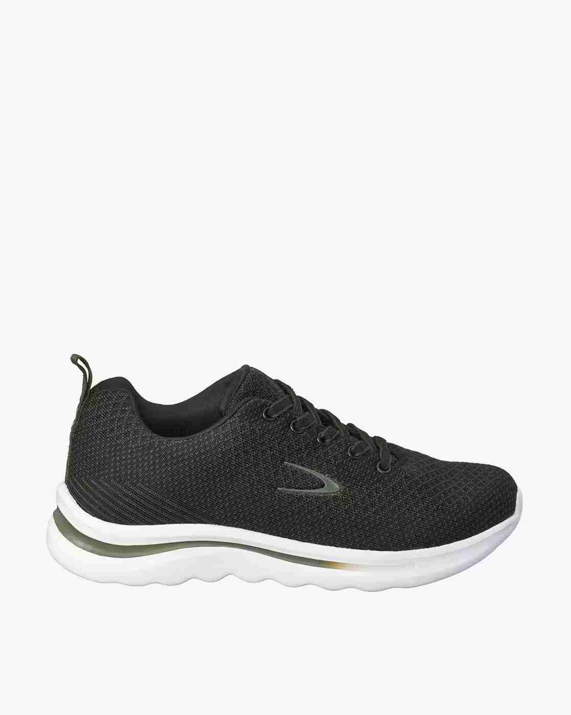Knitted Lace-Up Running Shoes with Push-Up Tabs