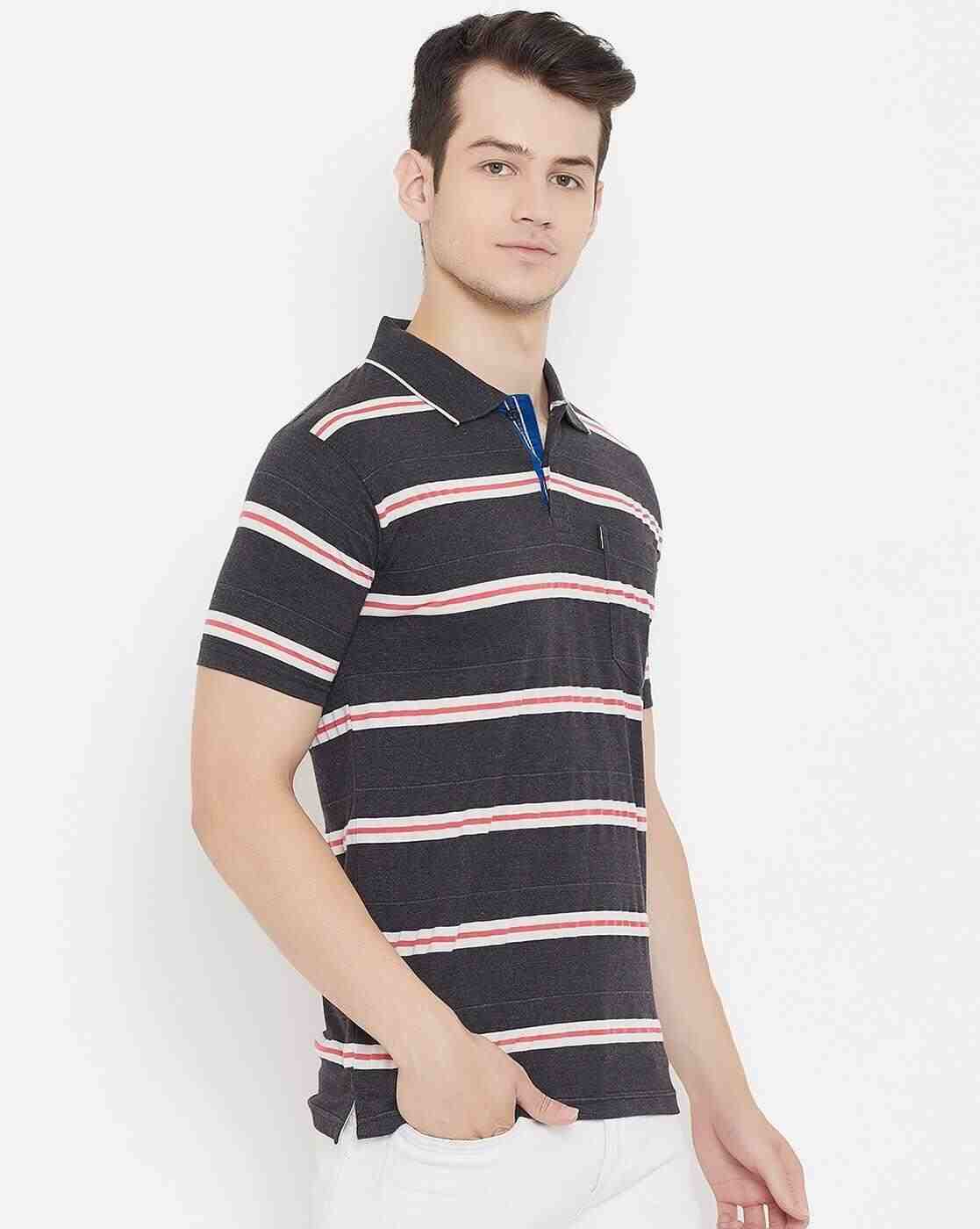 DUKE | Striped Slim Fit Polo T-shirt with Patch Pocket|3