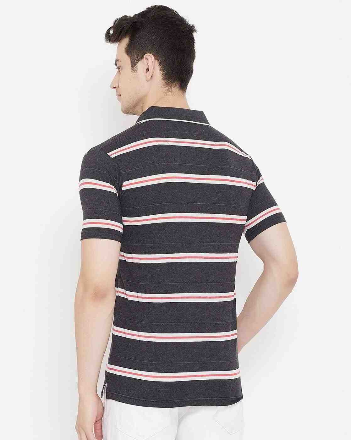 DUKE | Striped Slim Fit Polo T-shirt with Patch Pocket|4