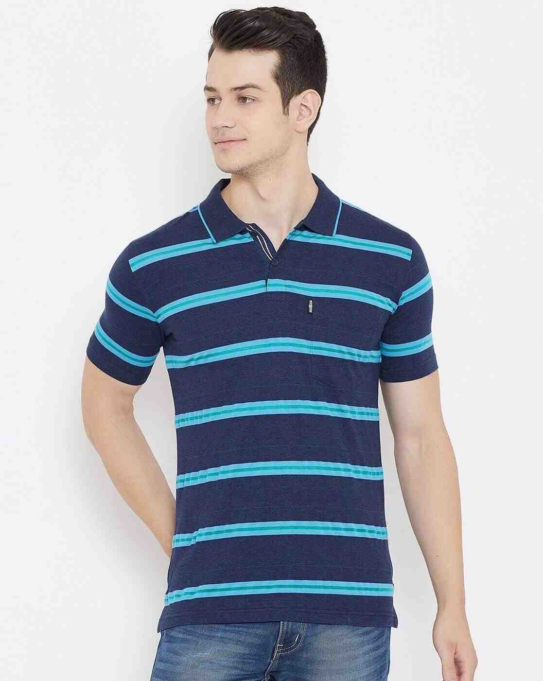 DUKE | Striped Slim Fit Polo T-shirt with Patch Pocket|0