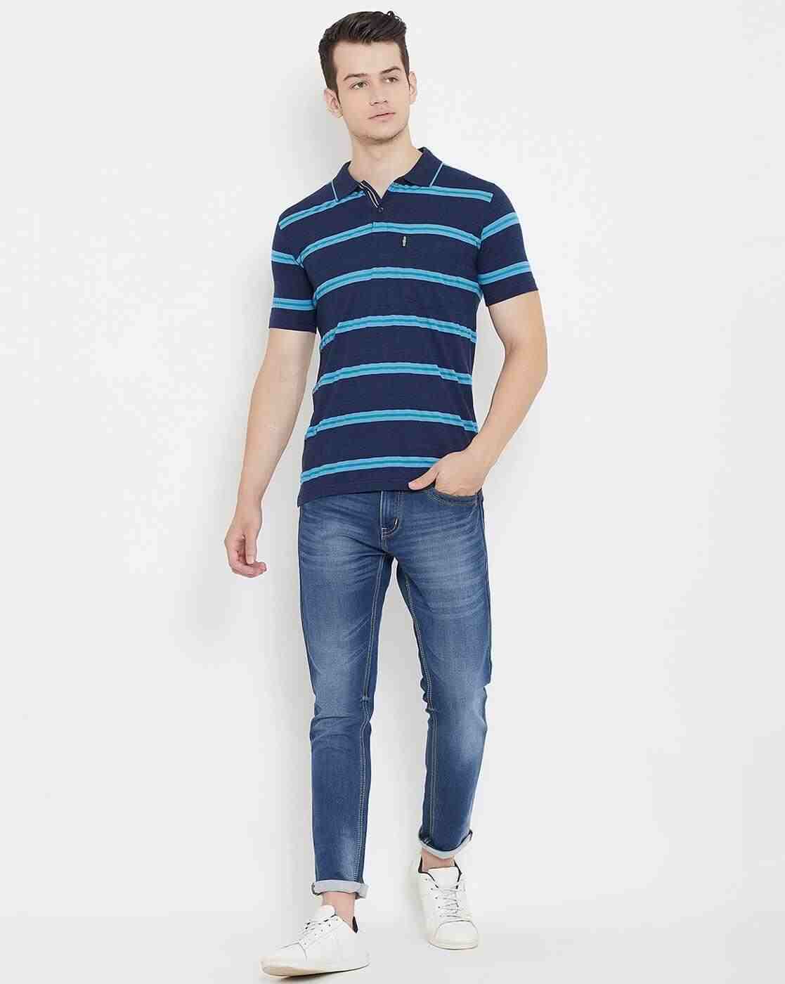 DUKE | Striped Slim Fit Polo T-shirt with Patch Pocket|1
