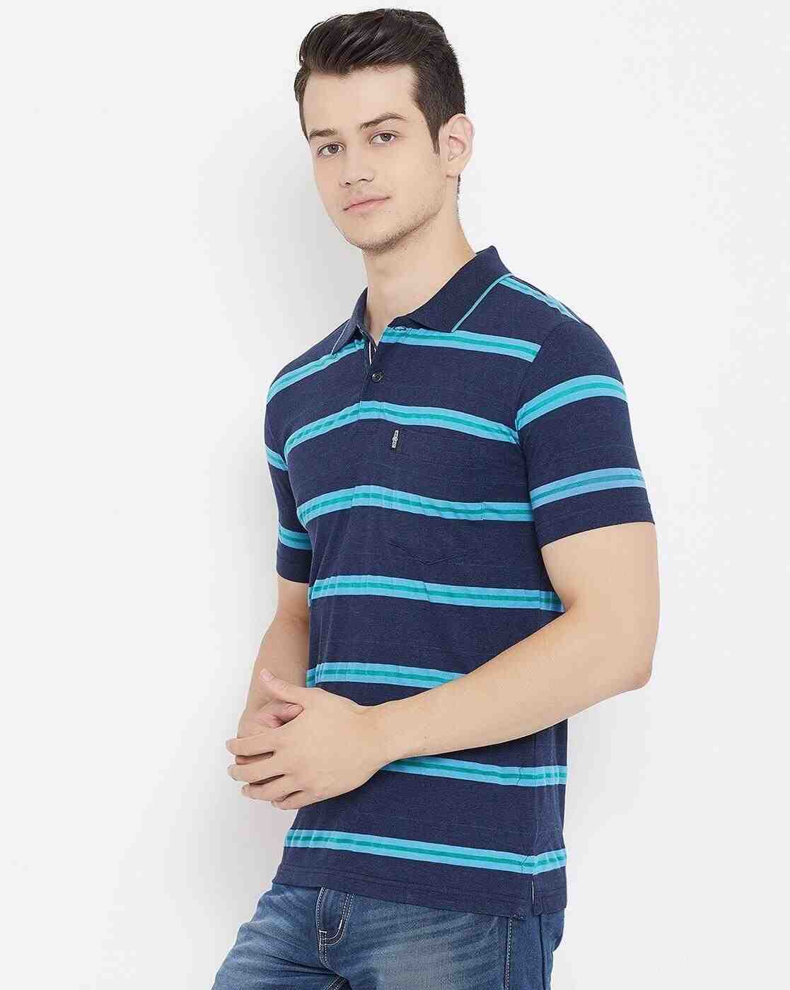 DUKE | Striped Slim Fit Polo T-shirt with Patch Pocket|2