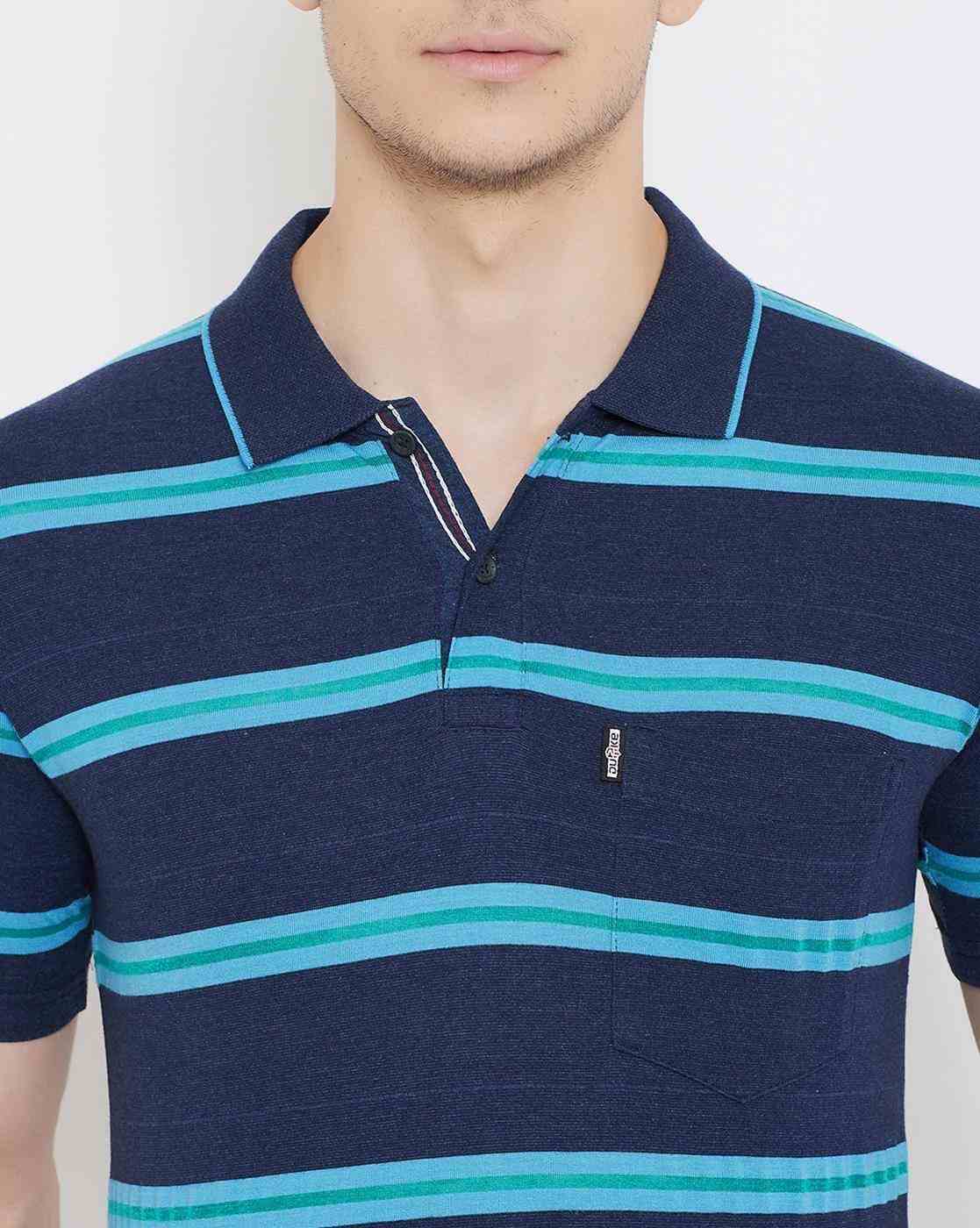 DUKE | Striped Slim Fit Polo T-shirt with Patch Pocket|5