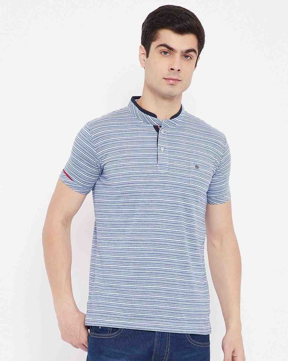 Striped Slim Fit Polo T-shirt with Patch Pocket