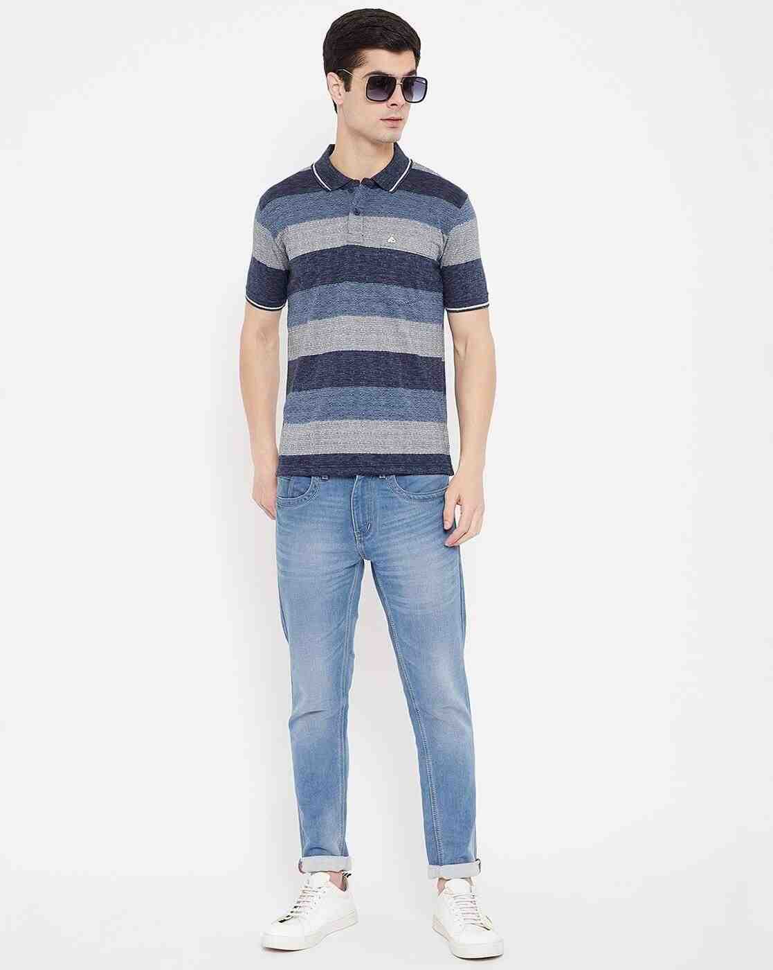 DUKE | Colourblock Striped Slim Fit Polo T-shirt|1