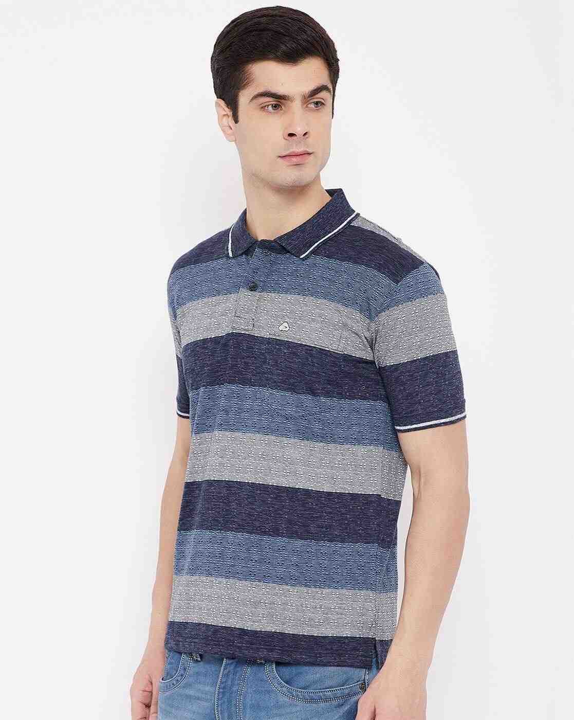 DUKE | Colourblock Striped Slim Fit Polo T-shirt|2
