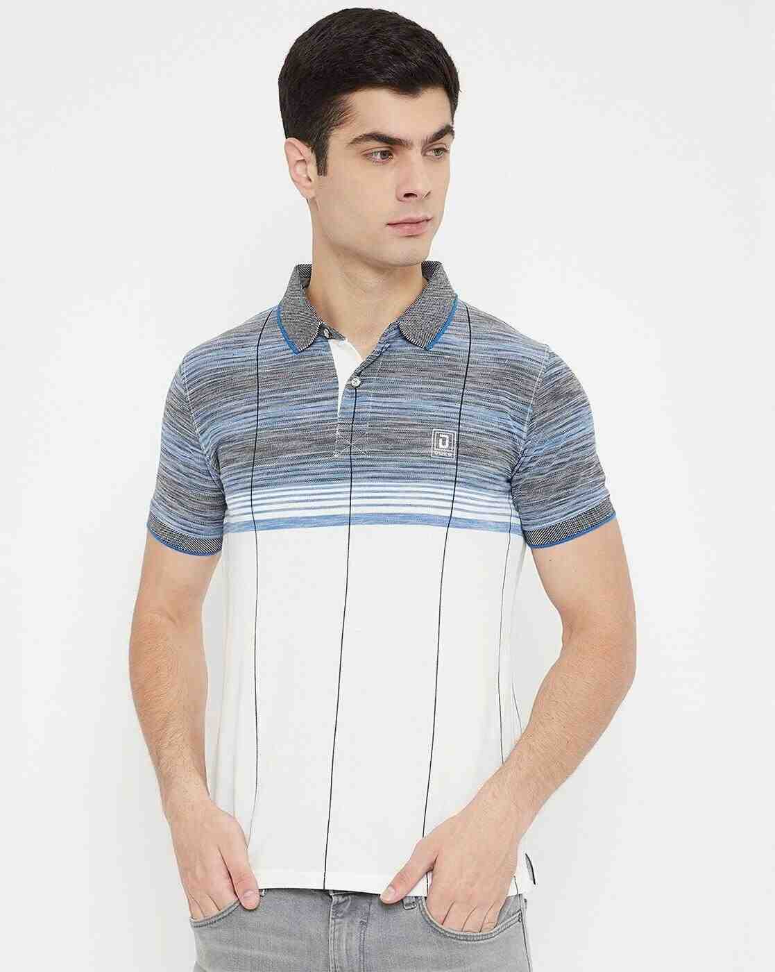 DUKE | Striped Colourblock Slim Fit Polo T-shirt|0