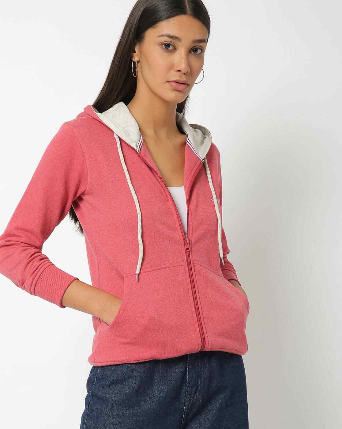 Zip-Front Hoodie with Split Kangaroo Pockets