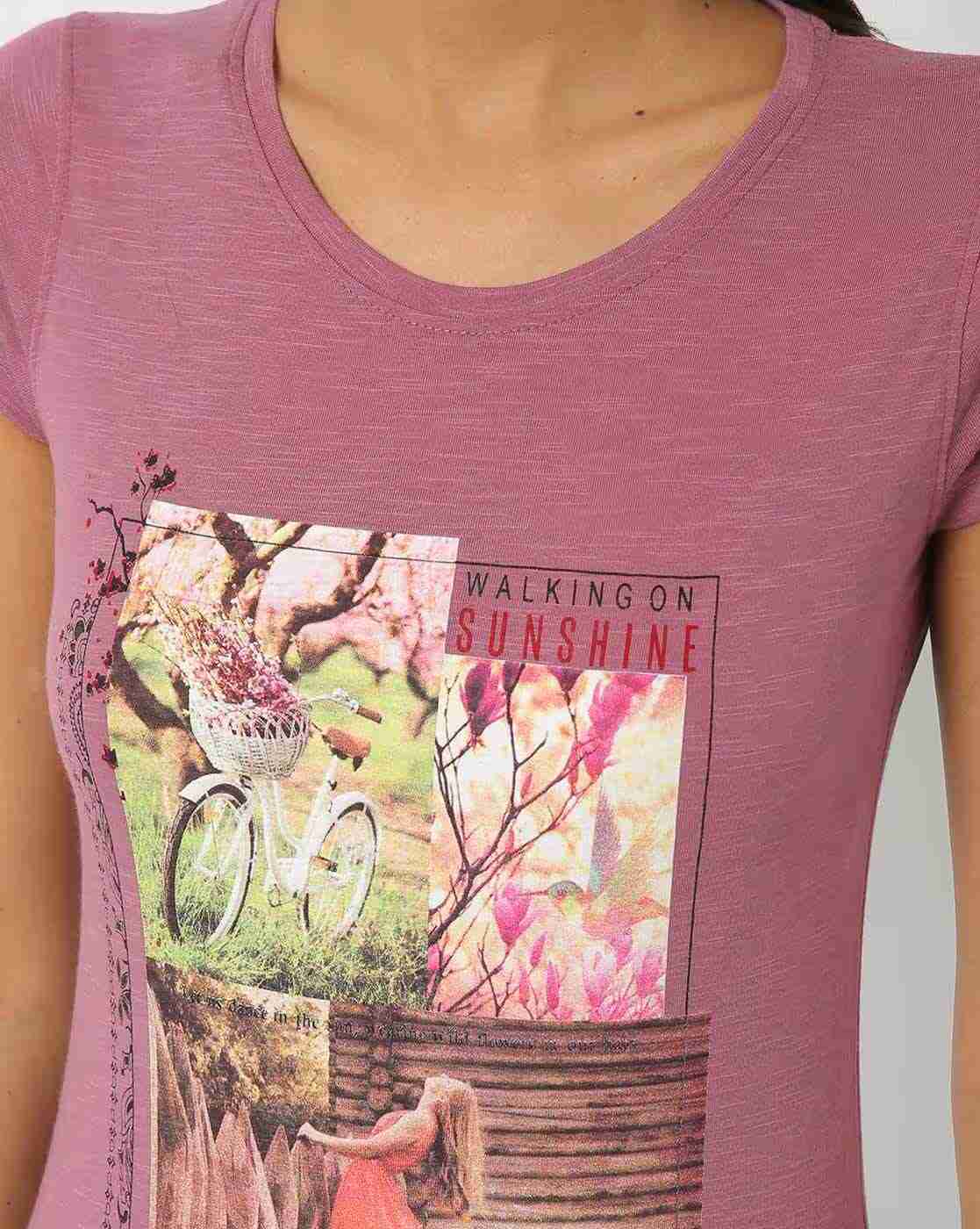 DUKE | Graphic Print Round-Neck T-shirt with Cap Sleeves|2