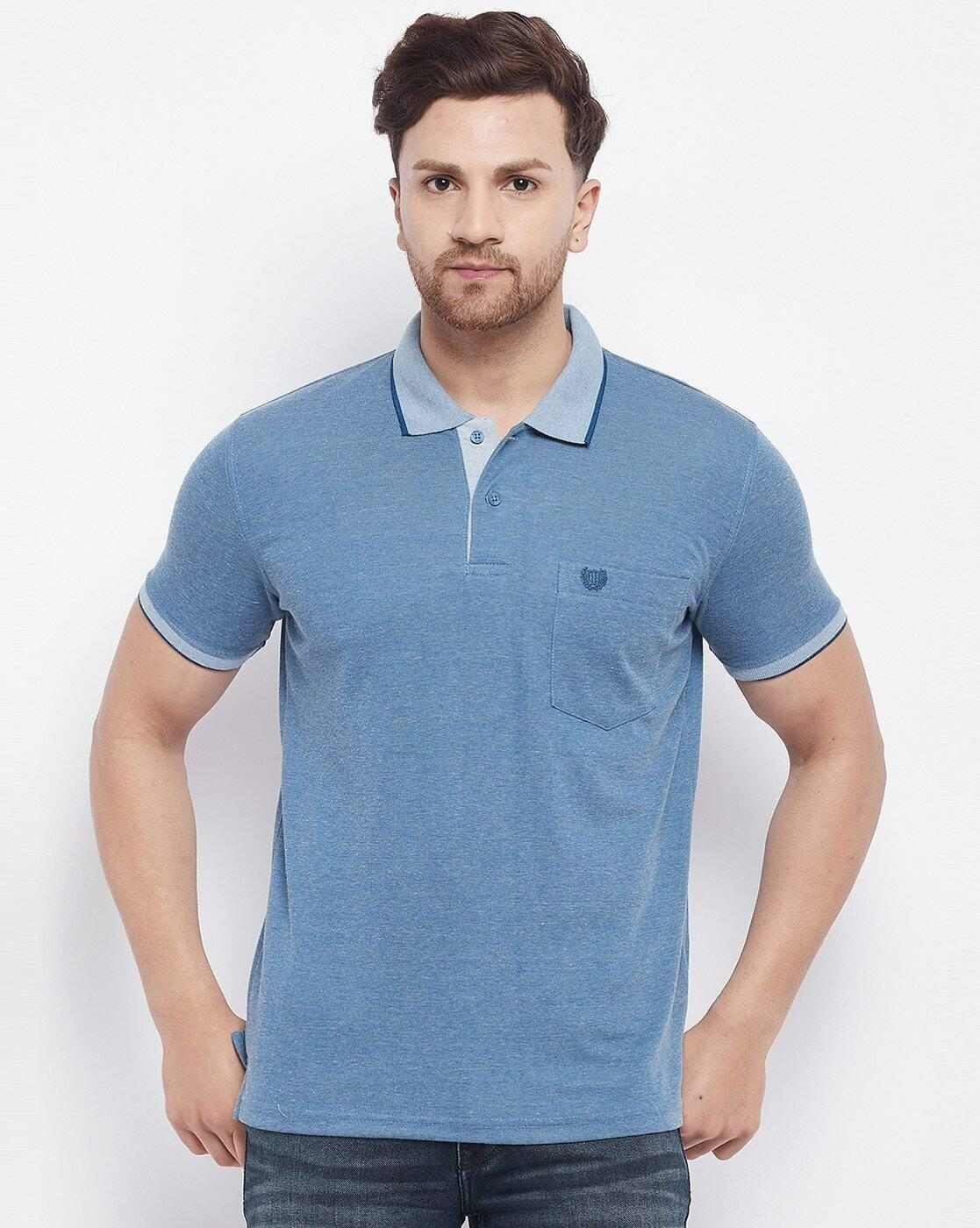 Heathered Polo T-shirt with Patch Pocket