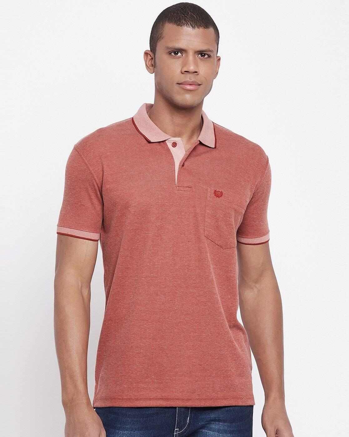 Heathered Polo T-shirt with Patch Pocket