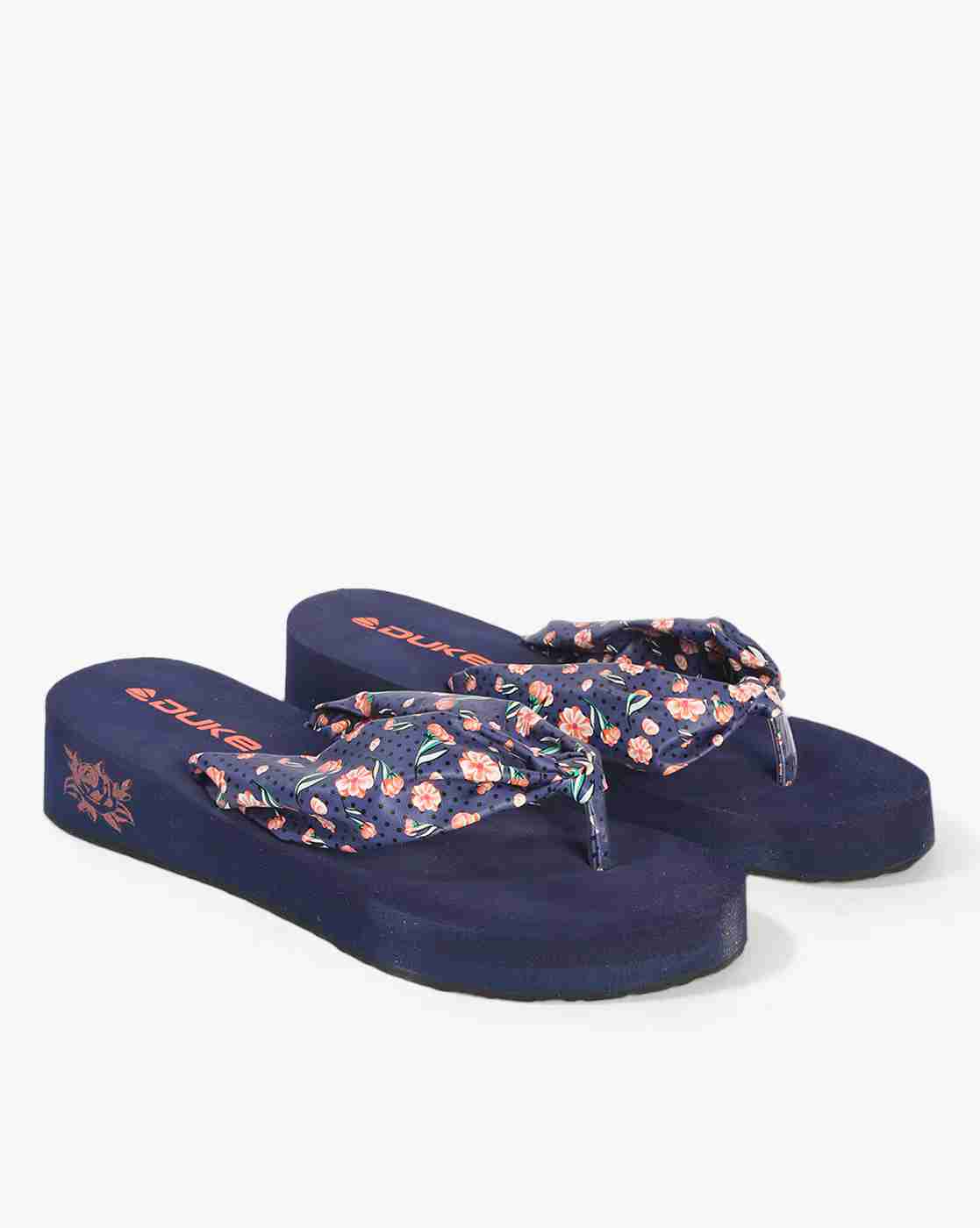 Floral Print Thong-Strap Flip-Flops