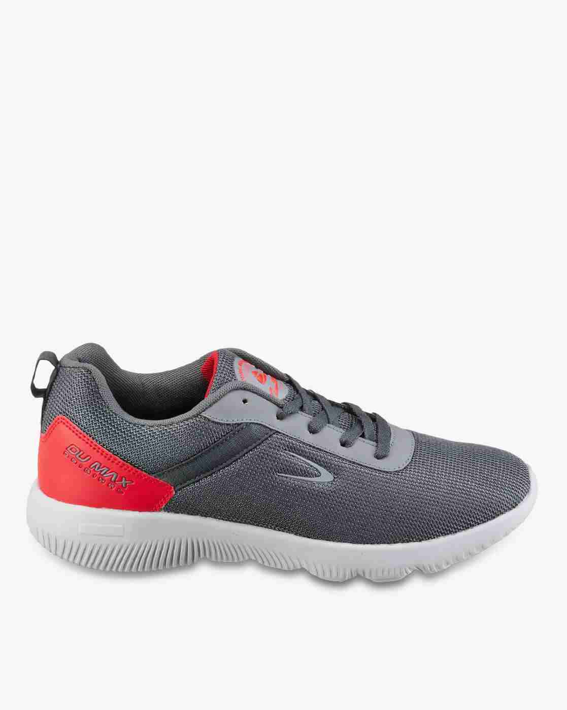 Lace-Up Running Shoes with Contrast Heel Panel