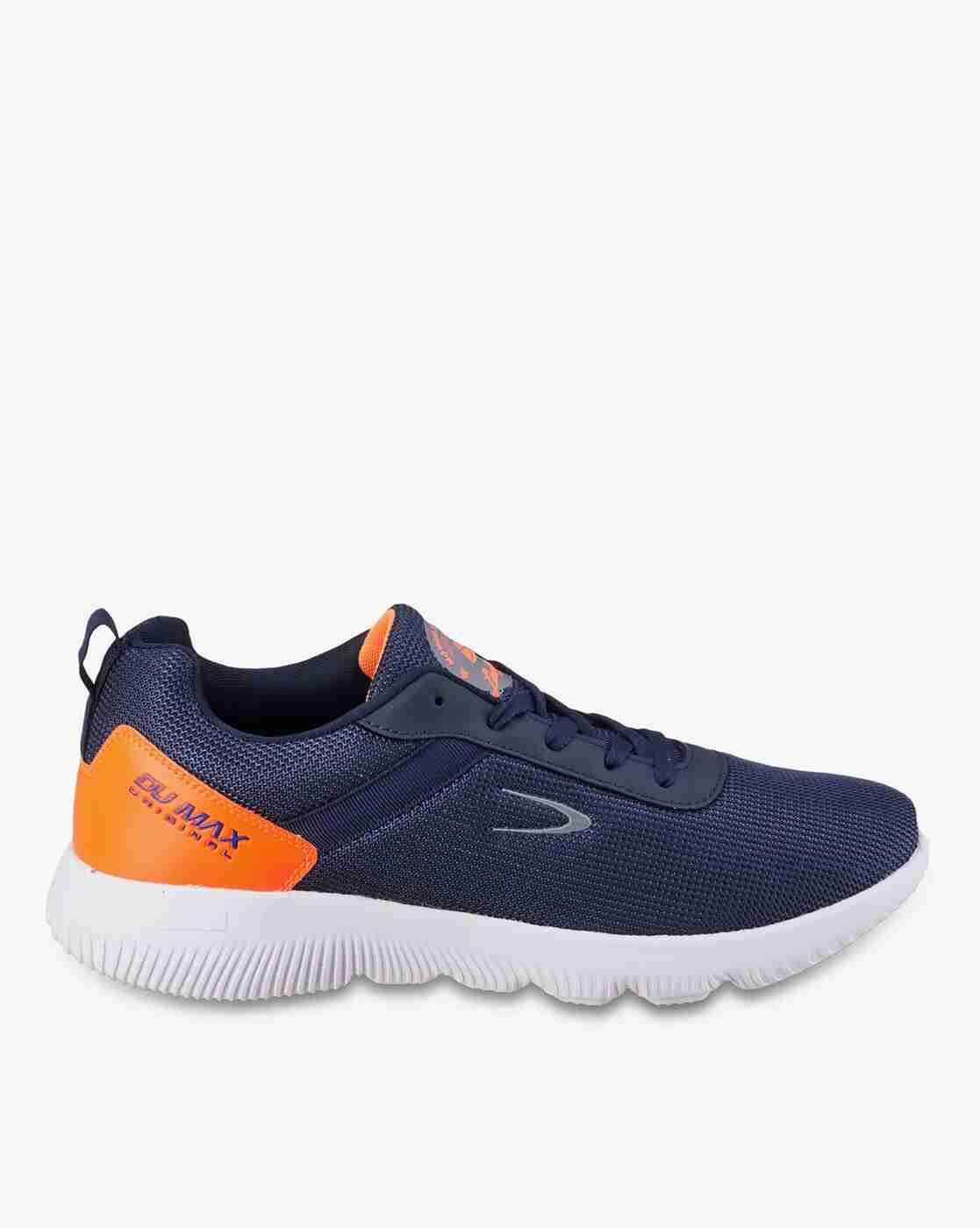 Lace-Up Running Shoes with Contrast Heel Panel