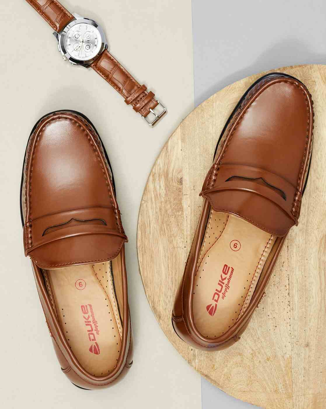 Penny Loafers with Mock-Stitch Upper