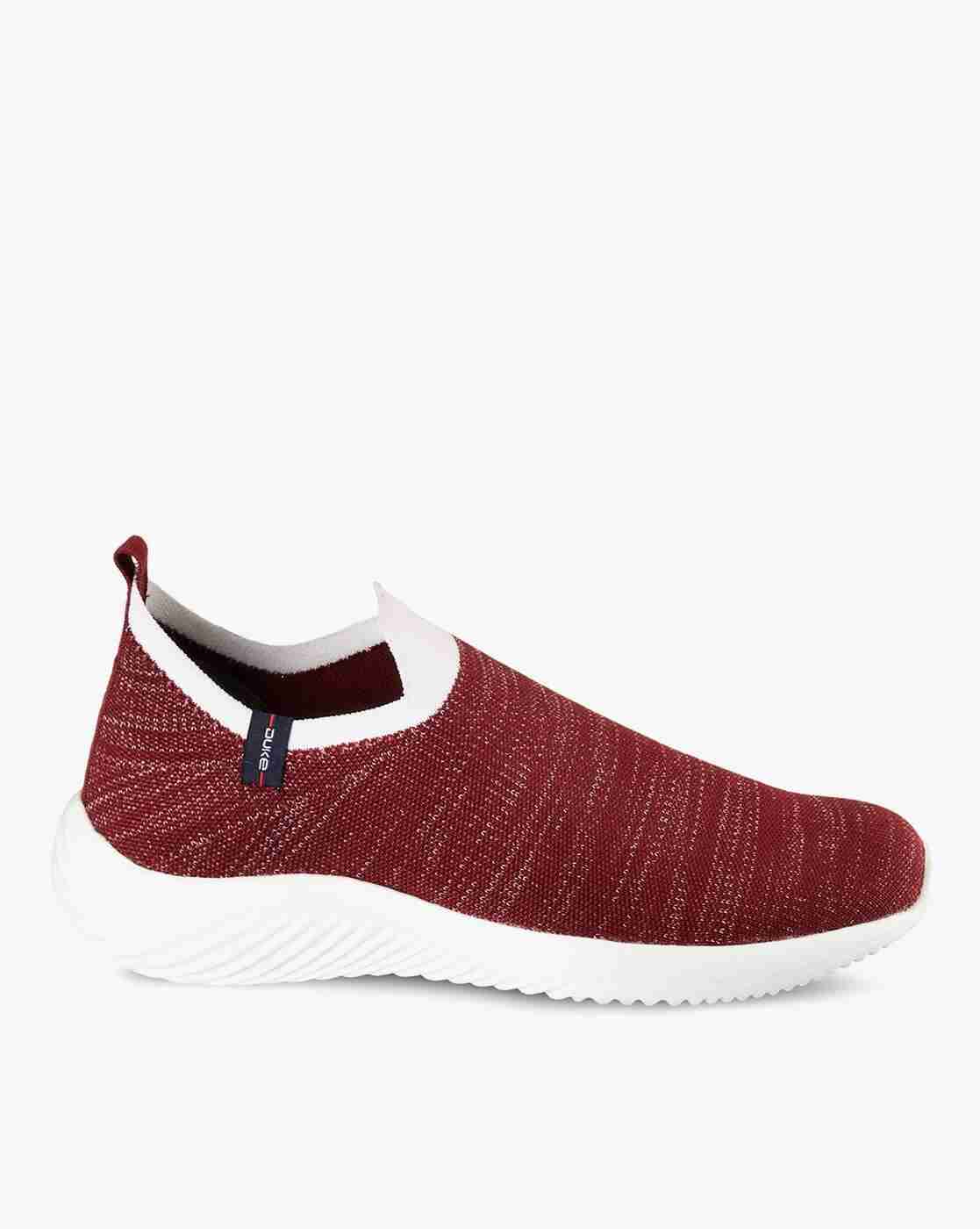 Striped Slip-On Running Shoes with Pull-Up Tab