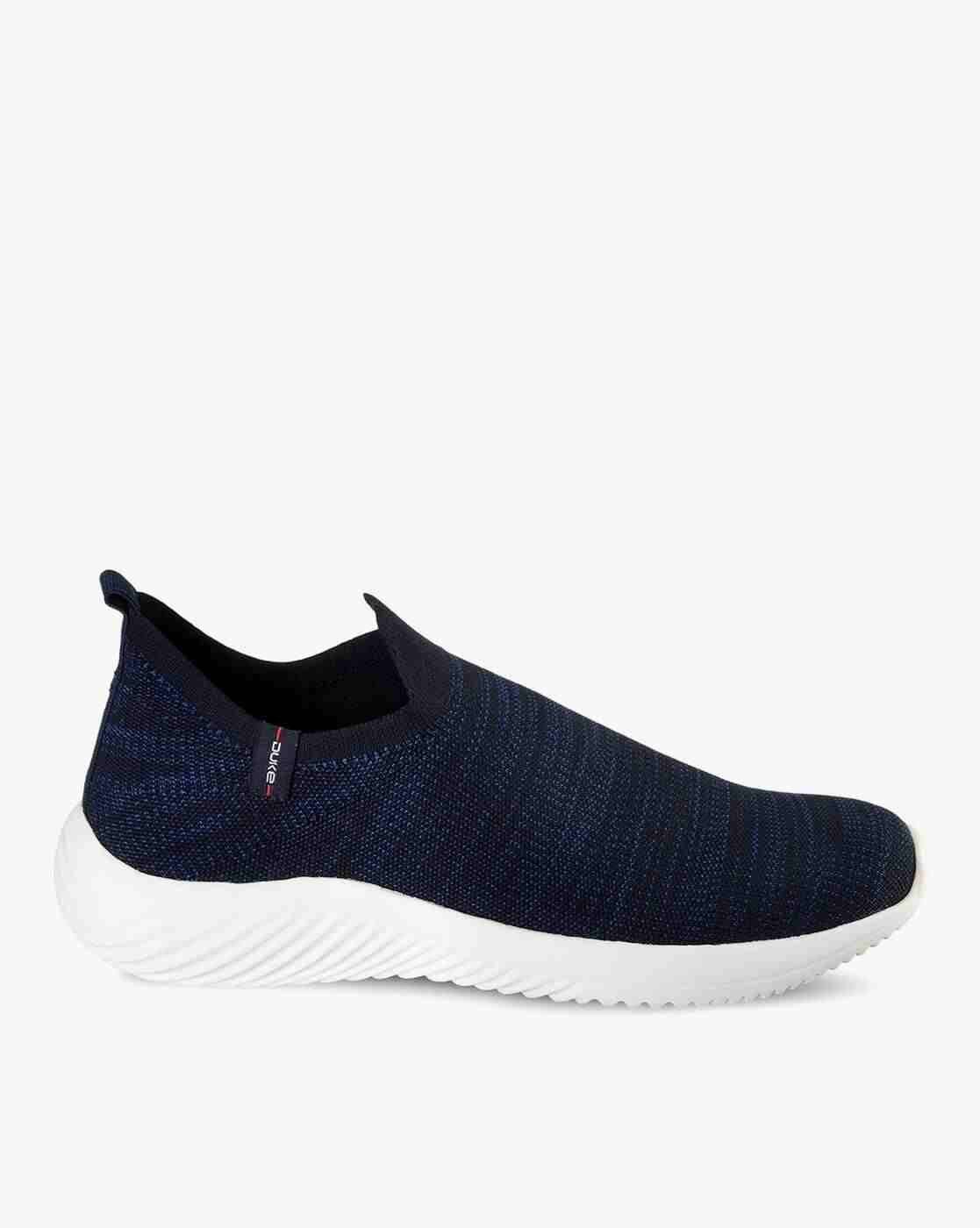 Striped Slip-On Running Shoes with Pull-Up Tab