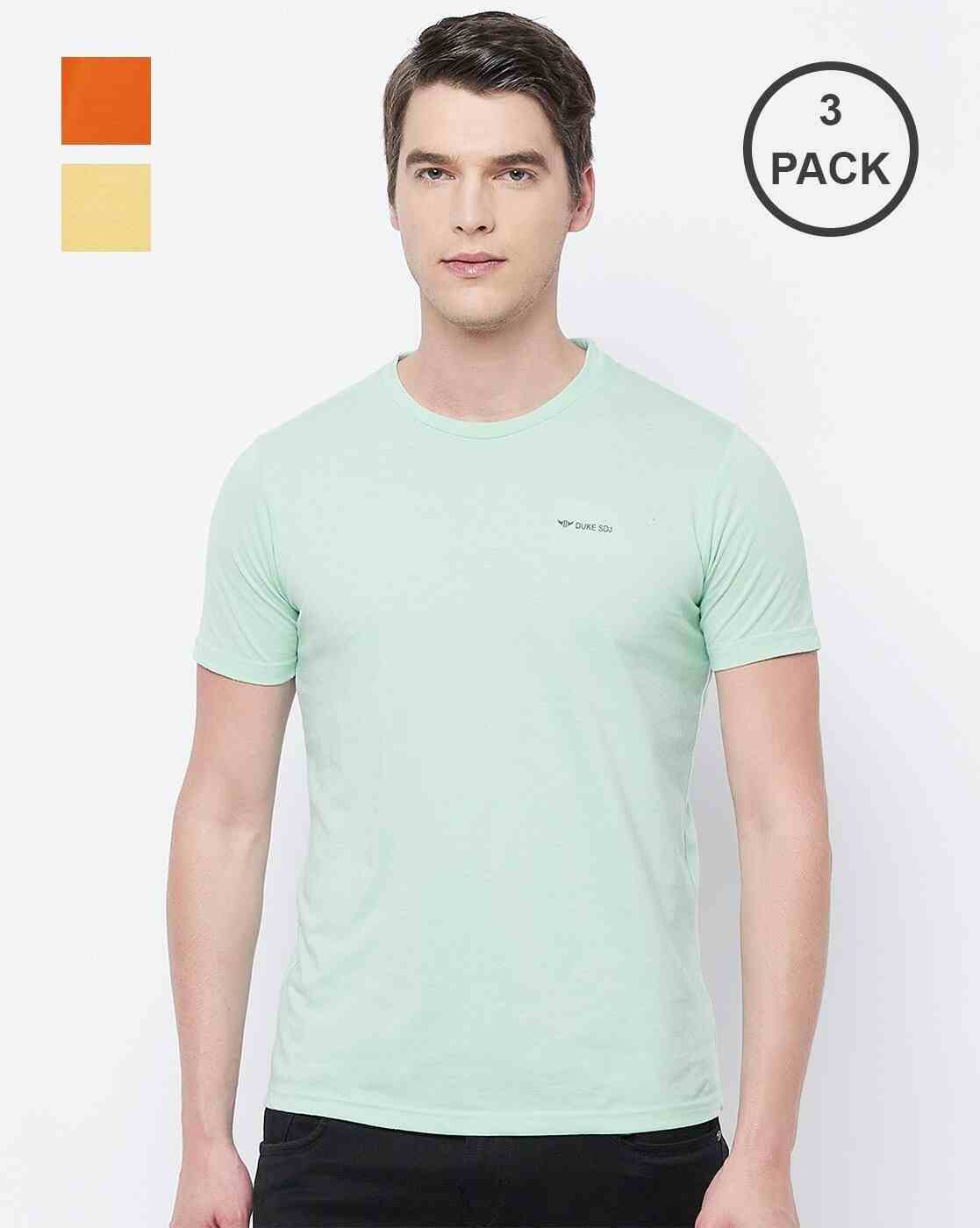 Slim Fit Pack of 3 Logo Print Crew-Neck T-Shirts