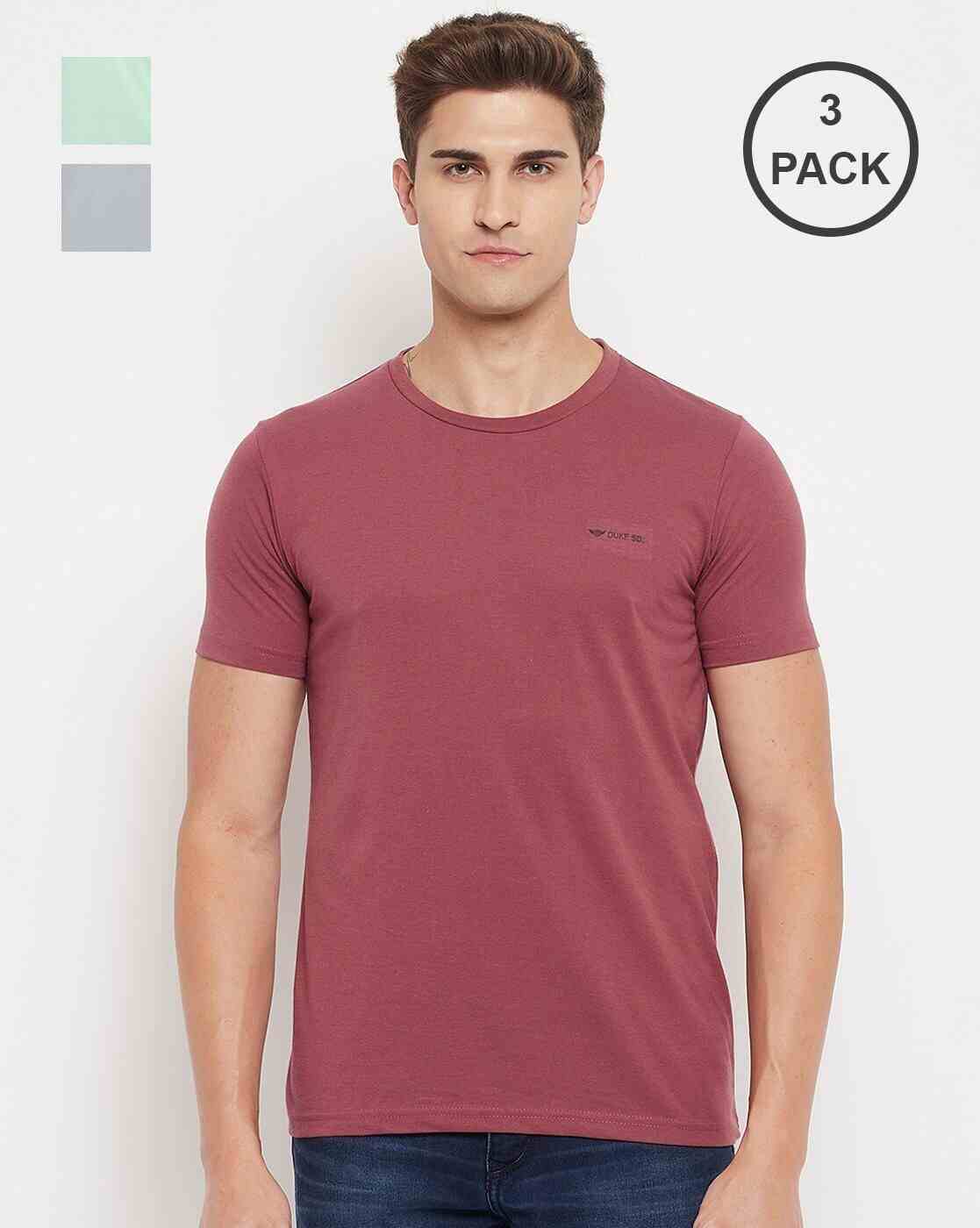 Slim Fit Pack of 3 Logo Print Crew-Neck T-Shirts