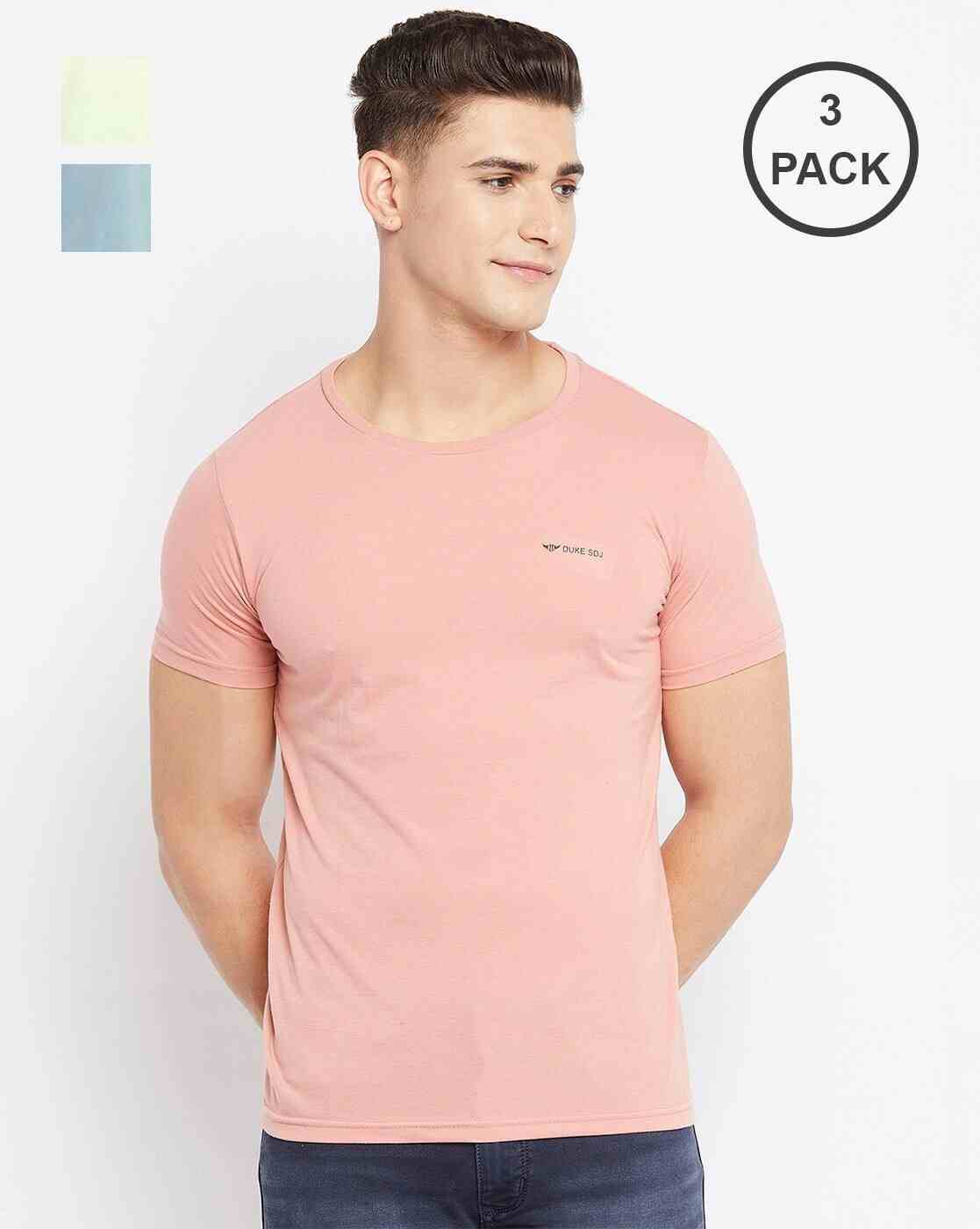 Slim Fit Pack of 3 Logo Print Crew-Neck T-Shirts