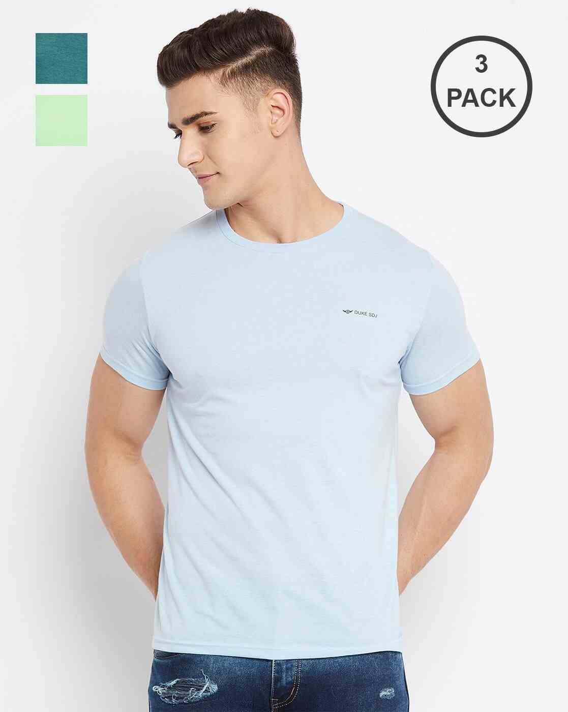Slim Fit Pack of 3 Logo Print Crew-Neck T-Shirts