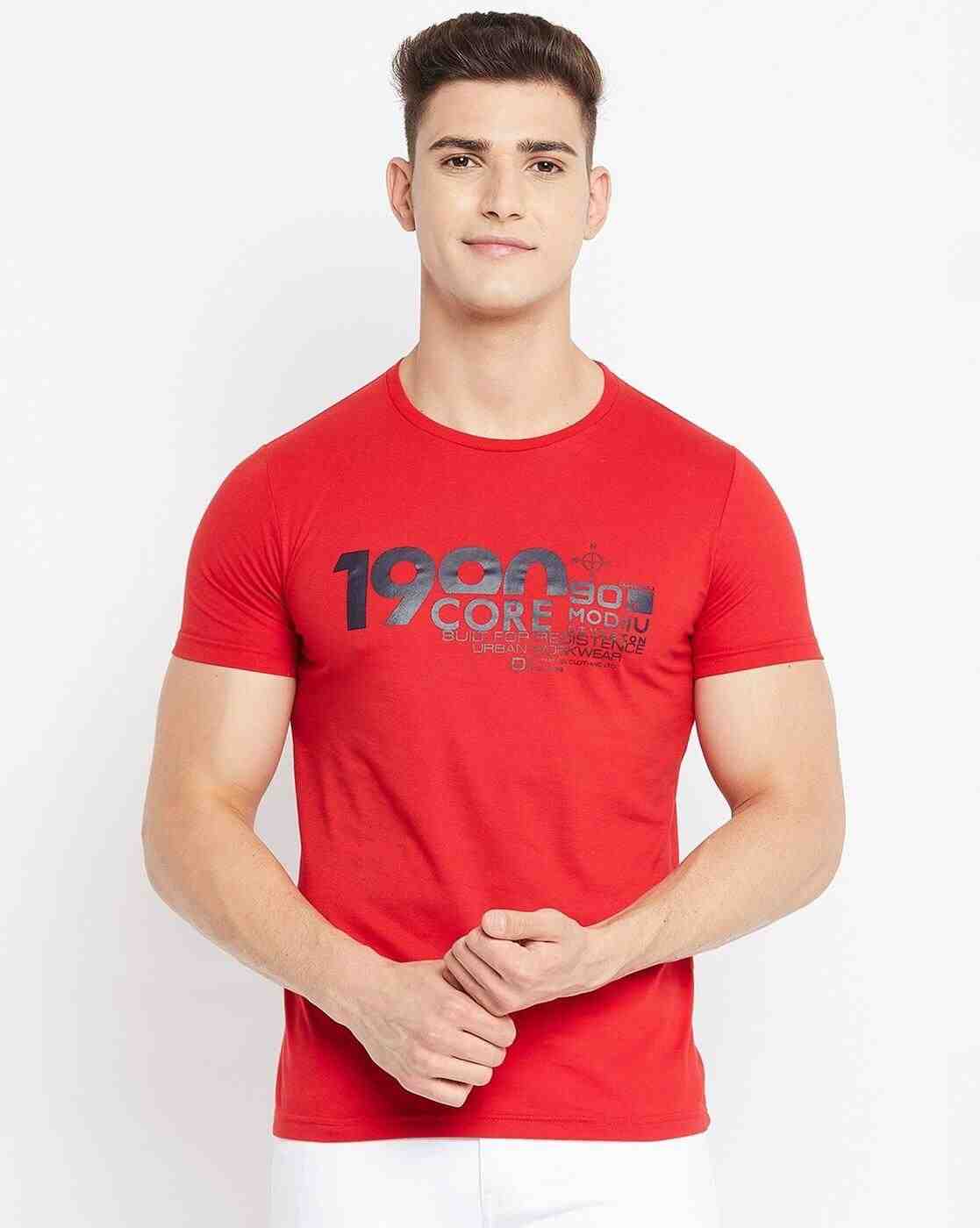 DUKE | Typographic Print Slim Fit Crew-Neck T-shirt|1