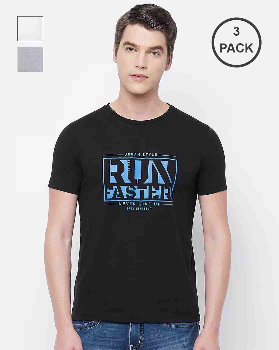 DUKE | Typographic Print Slim Fit Crew-Neck T-shirt|0