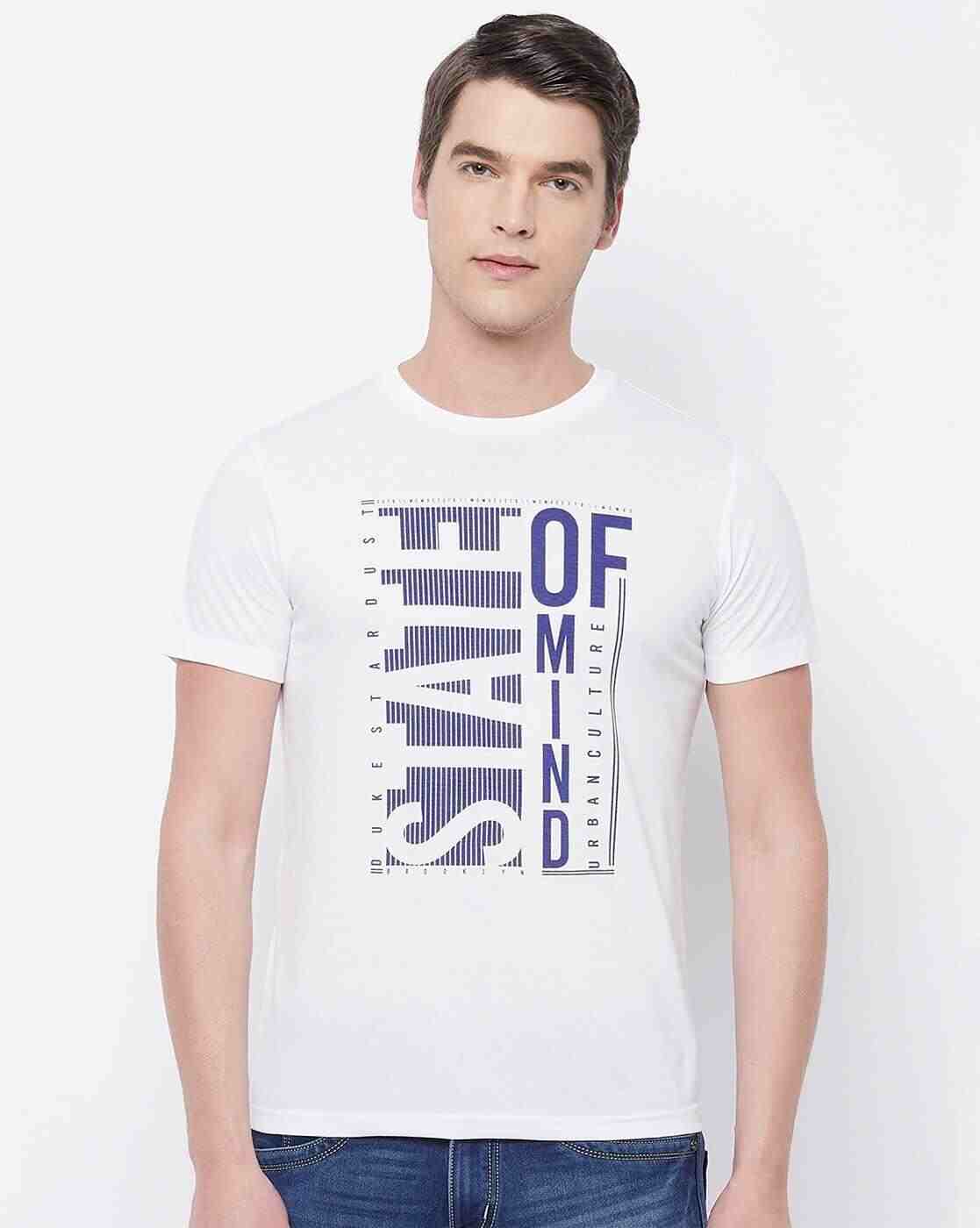 DUKE | Typographic Print Slim Fit Crew-Neck T-shirt|1