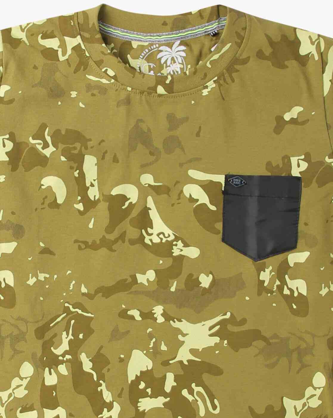 DUKE | Camouflage Print Crew-Neck T-Shirt with Patch Pocket|2