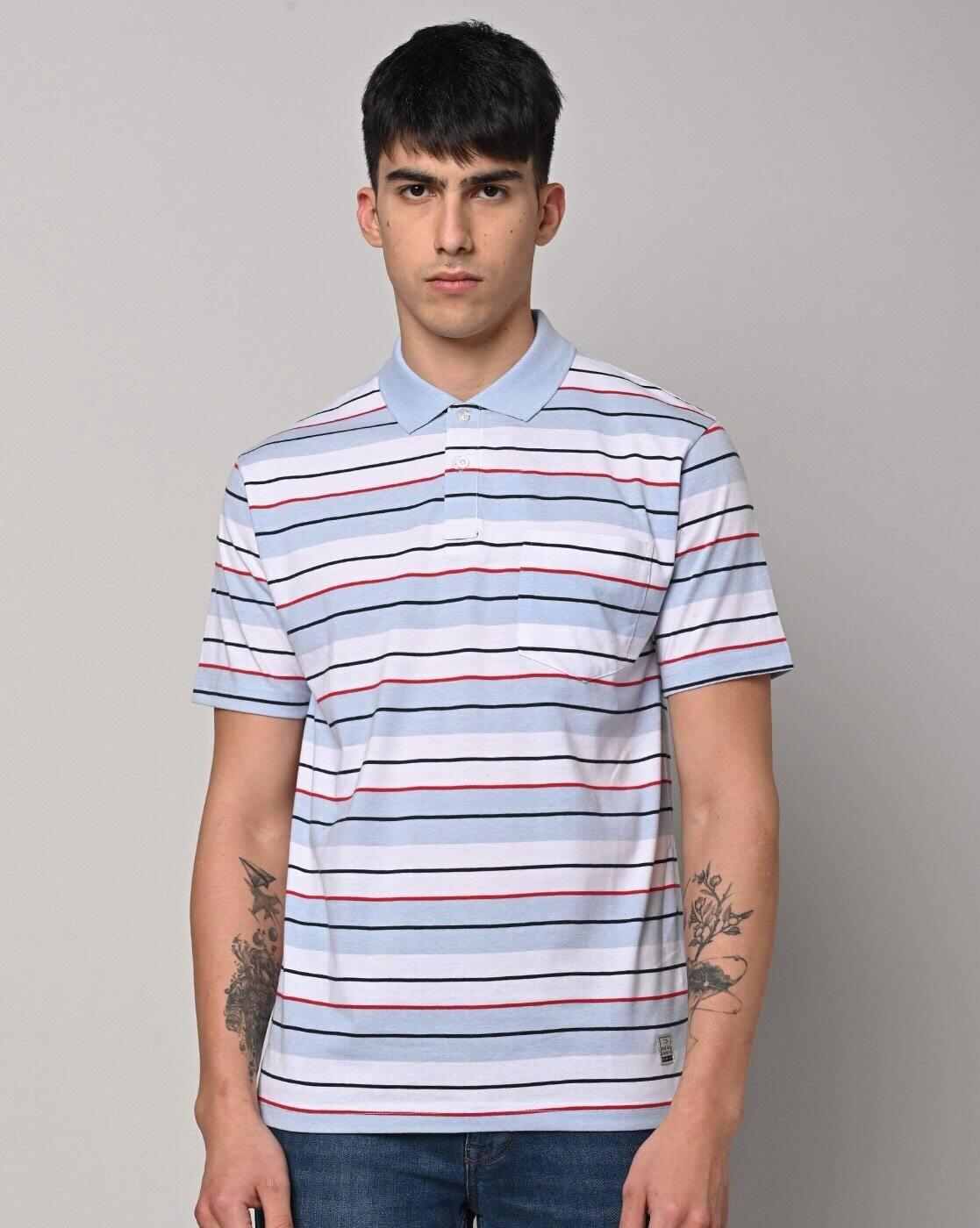 DUKE | Regular Fit Striped Polo T-Shirt|1