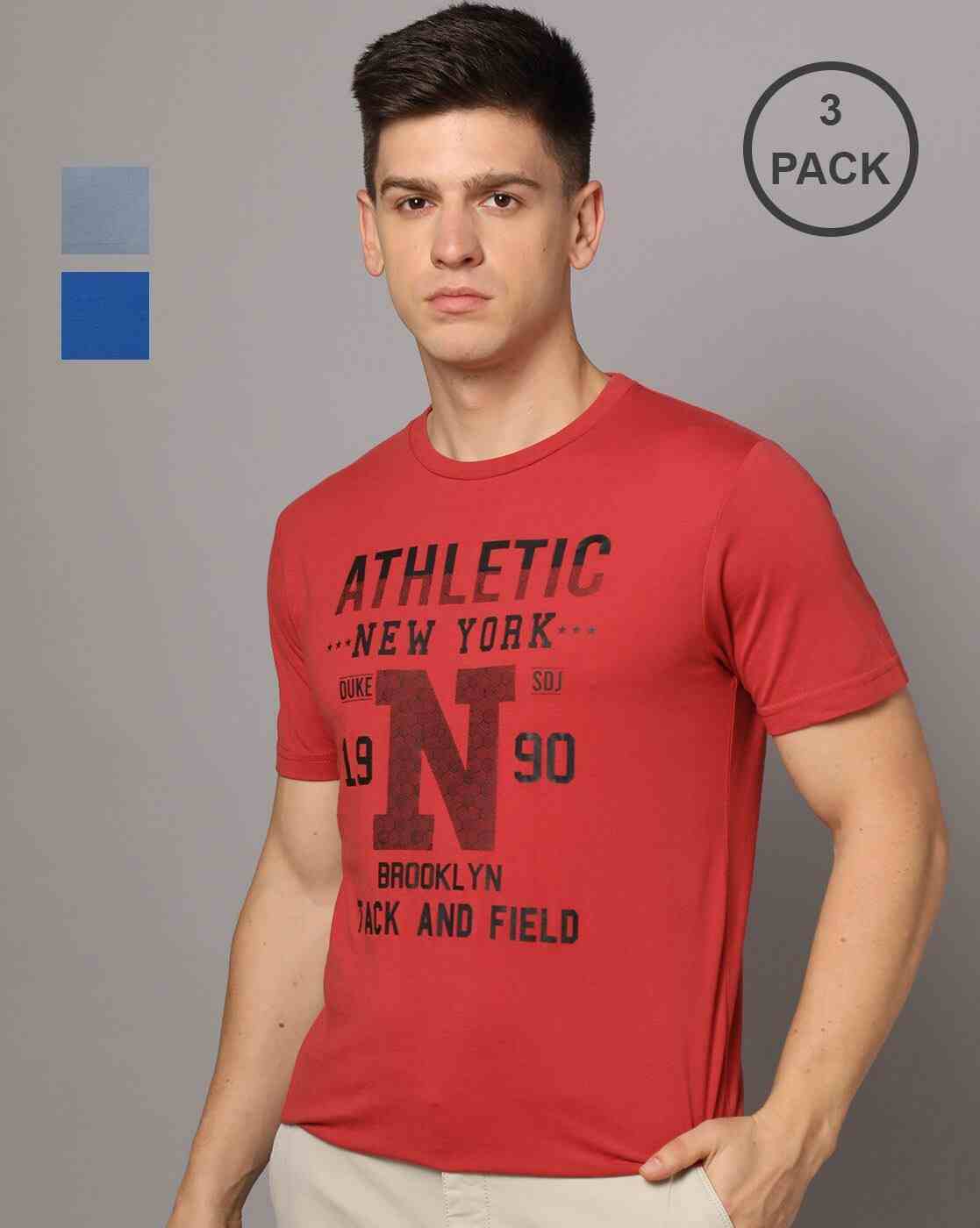 Men Pack of 3 Slim Fit Crew-Neck T-Shirt