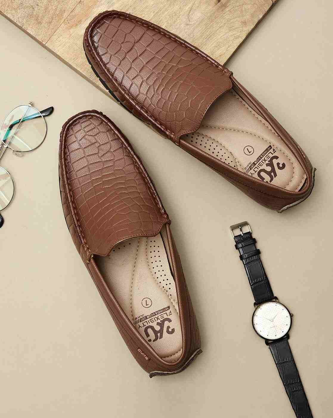 Men Croc-Embossed Slip-On Shoes