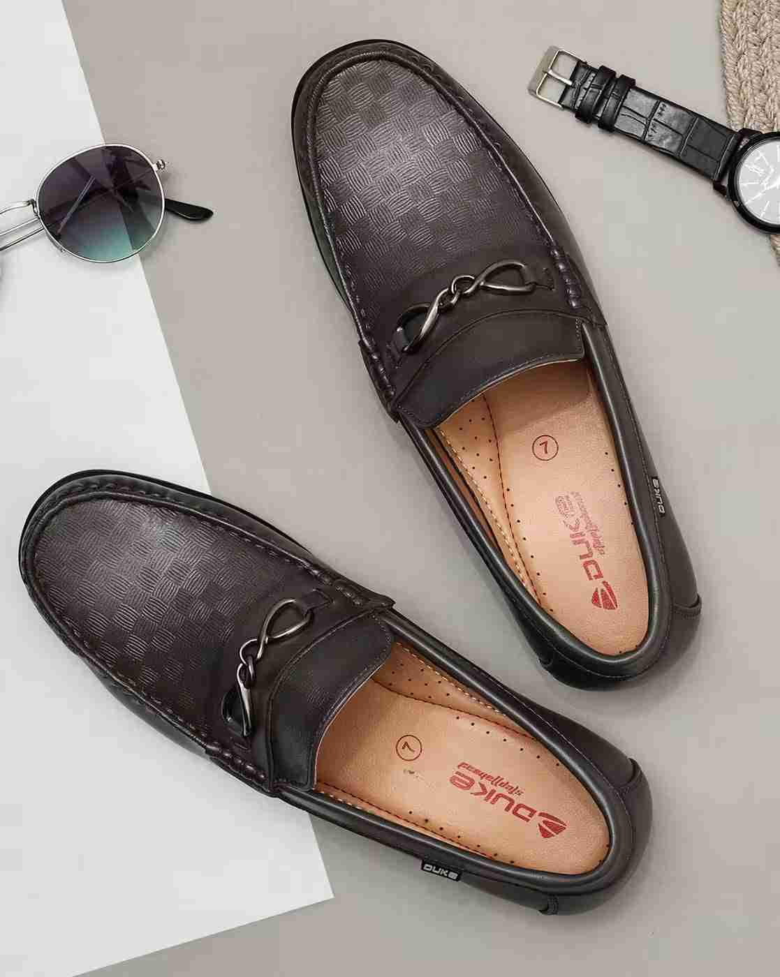 Men Checked Loafers