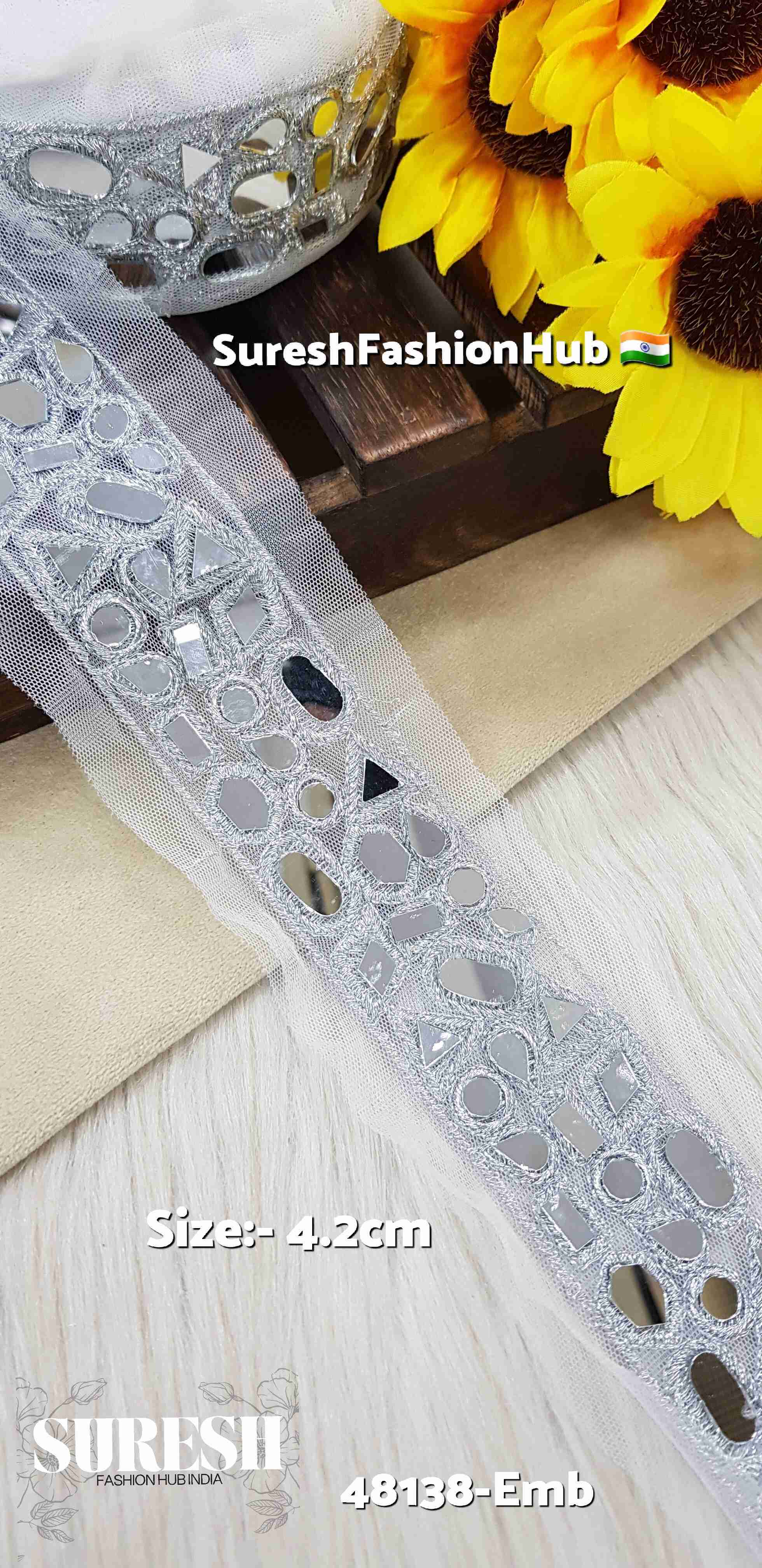  Geometric Elegance Silver Mirror Lace
