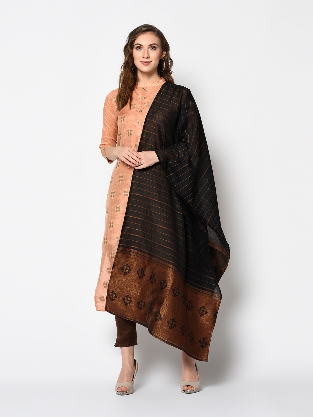 SATIMA | Women's Orange Solid Cotton Unstitched Salwar Suit 0