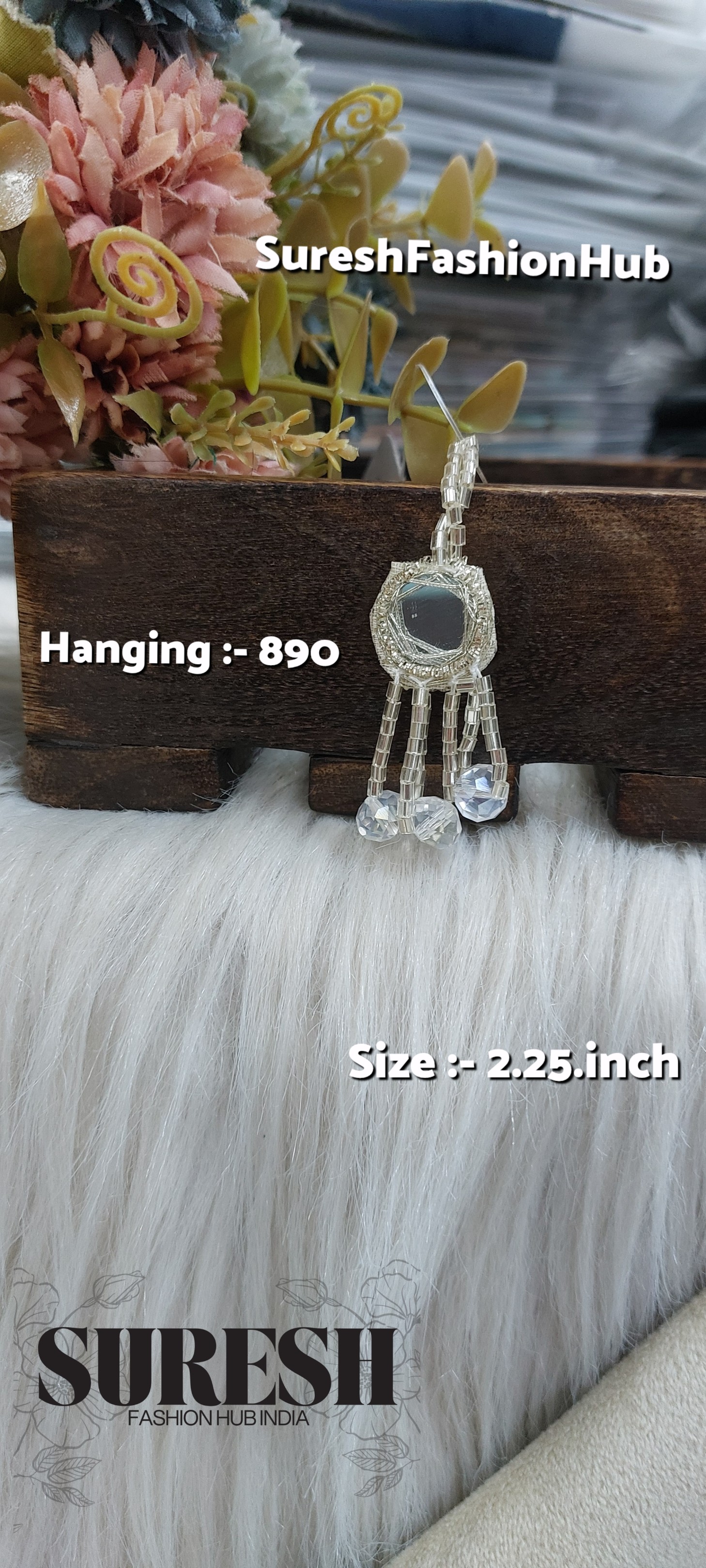 Water Silver Spark Mirror Tassel – H-890