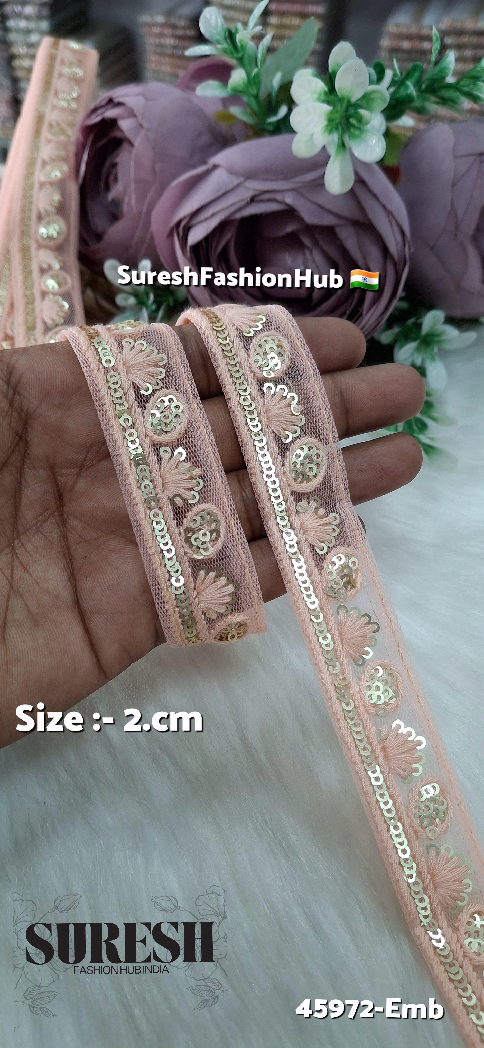 Peach Tone-on-Tone Embroidery Lace