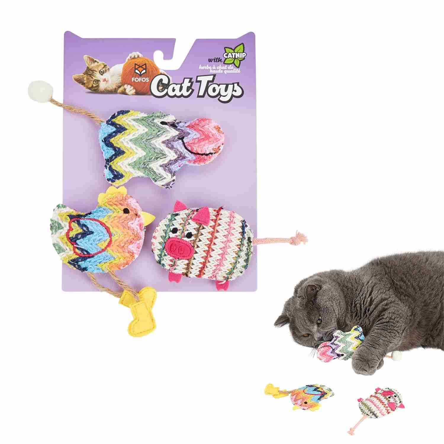 Barkbutler Fofos Interactive Catnip Chic Toy for Cats, Pink-Brown