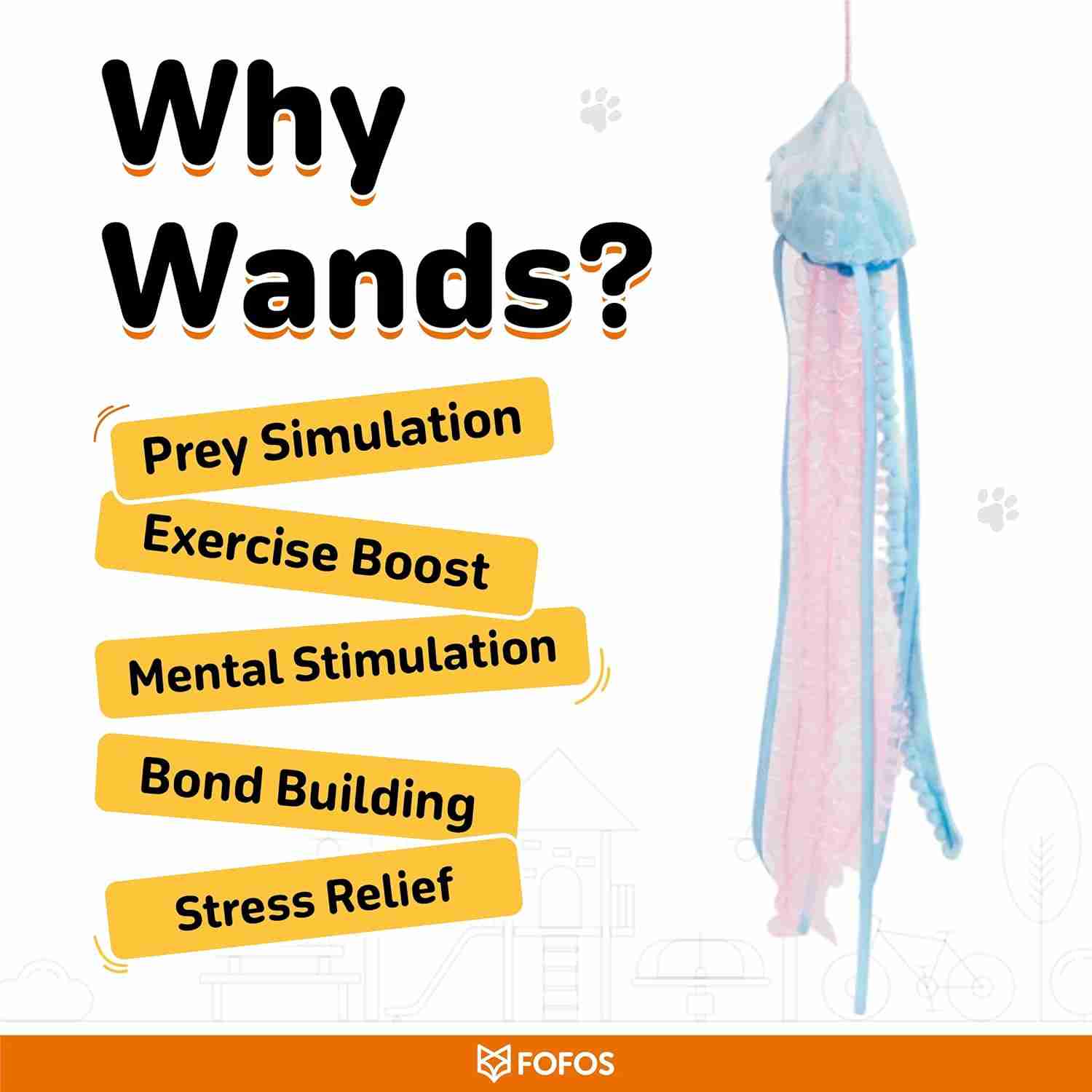 Fofos Sealife Wand Cat Toy, (Pack of 4)