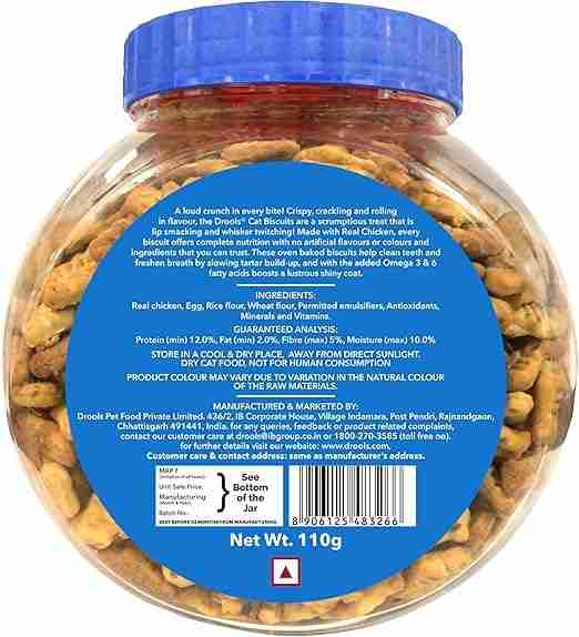 Drools Real Chicken Biscuits Cat Treats for All Life Stages, Jar