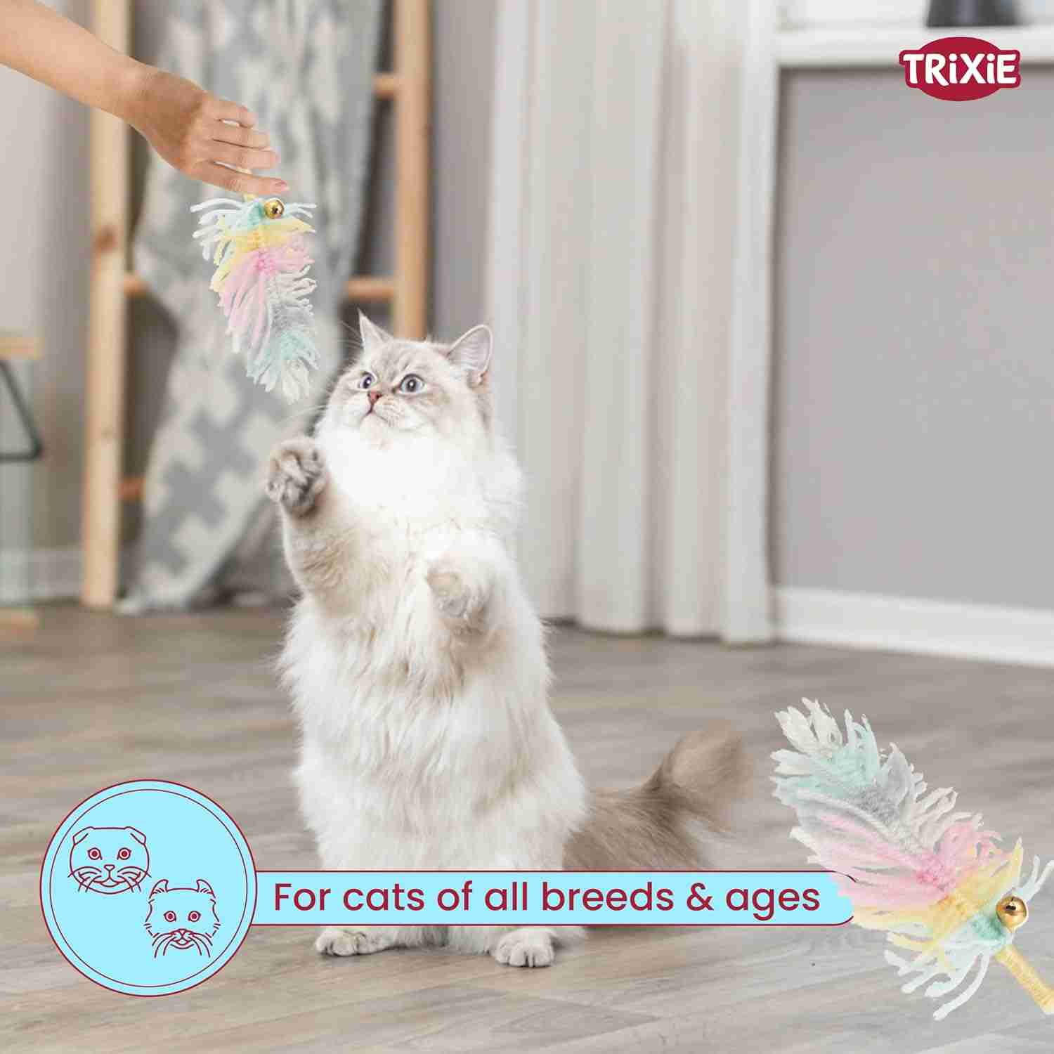 Trixie Playing Rod Star Plastic/Plush Catnip Toy for Cats (46 cm)