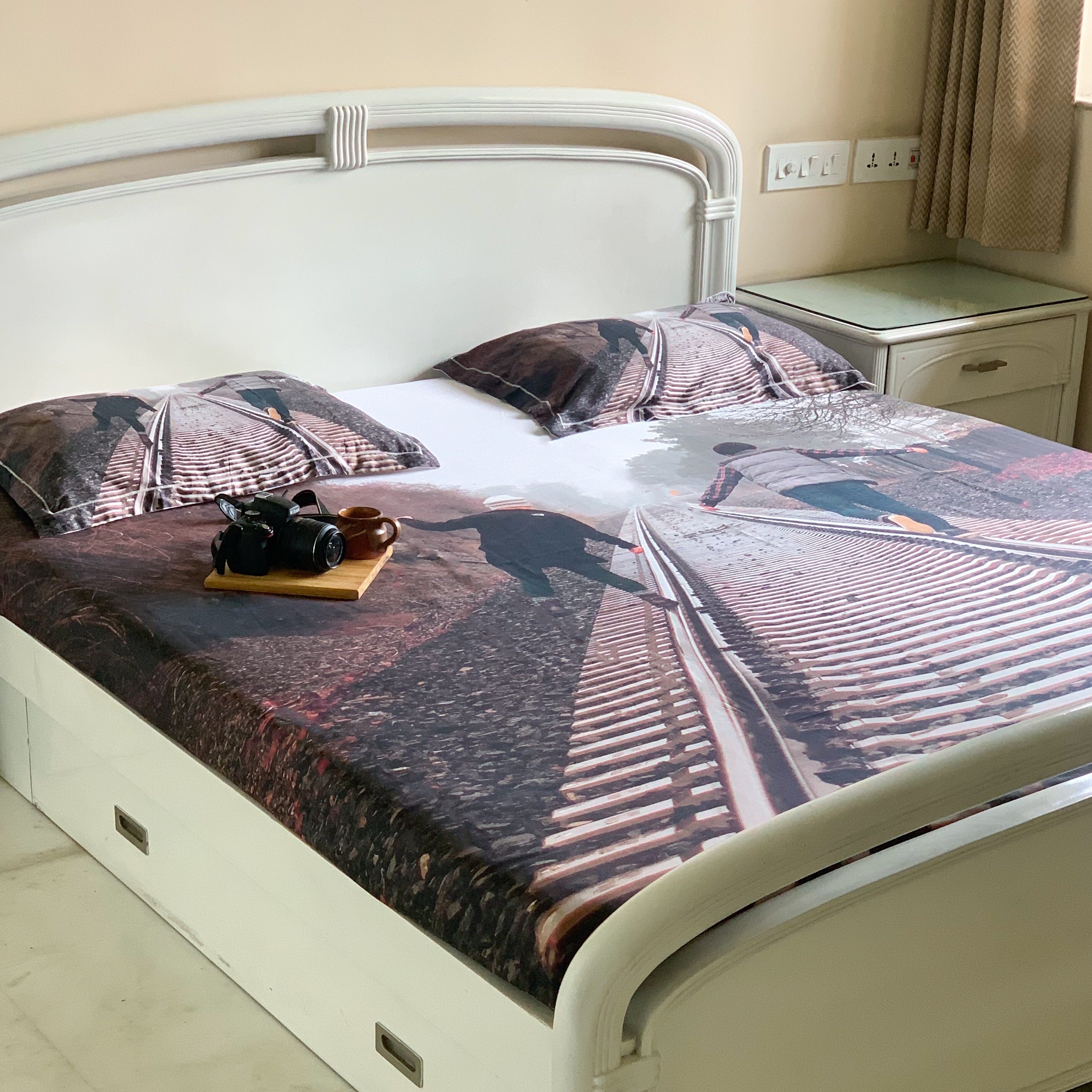 Boria Bistar | BORIA BISTAR 400 TC 100% Cotton California King 3D Digital Printed Bed Sheet|3