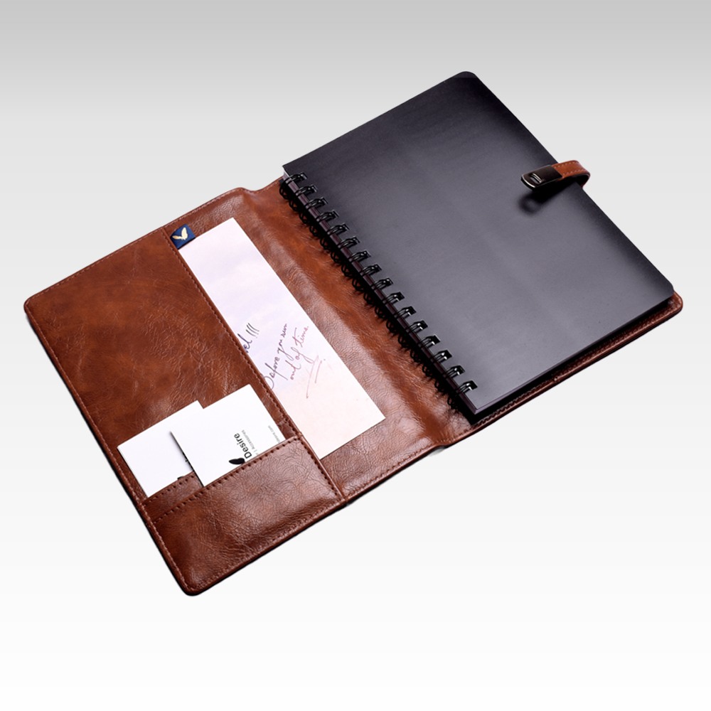 A5 Personal Organizer | Fits Any A5 Size Spiral Notebook | Magnetic Strap Closure | Two Small and One Large Inside Pocket | Mochino Series | Tan