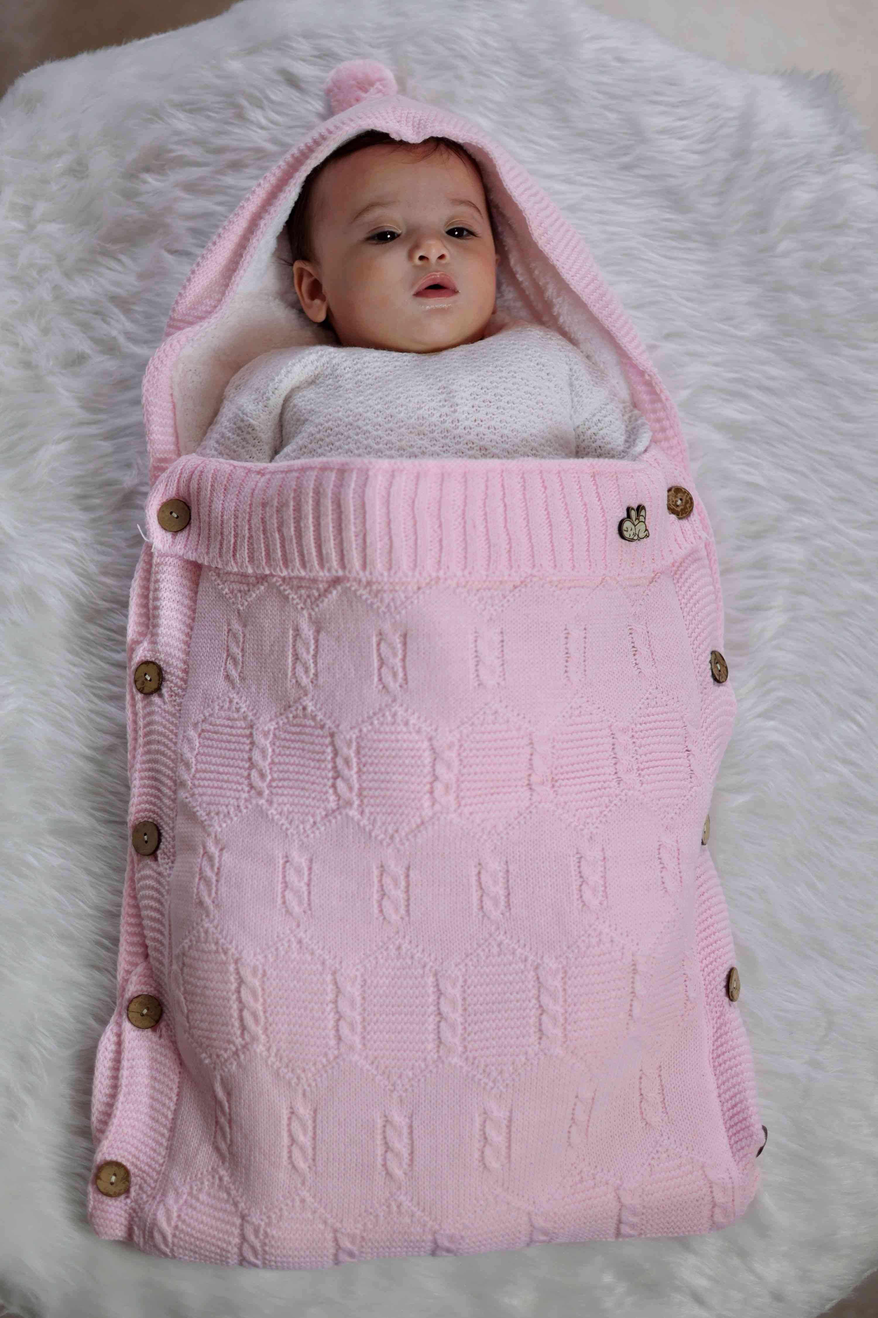 Blush Cocoon Fur Lined Baby Swaddle