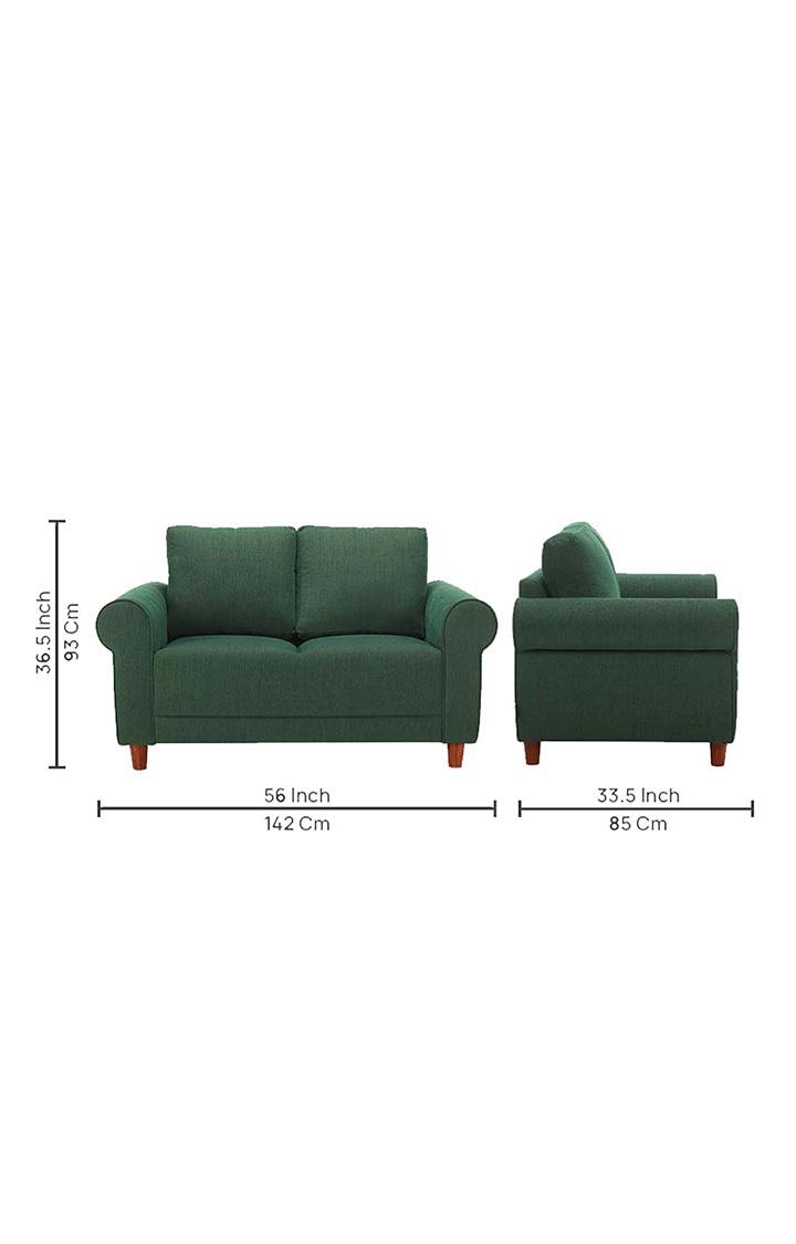 neudot Melody Sofa for Living Room |2 Persons Sofa|Premium Fabric with Padded Cushioned Armrest |Solid Wood Frame|2 Seater in Castle Green Color