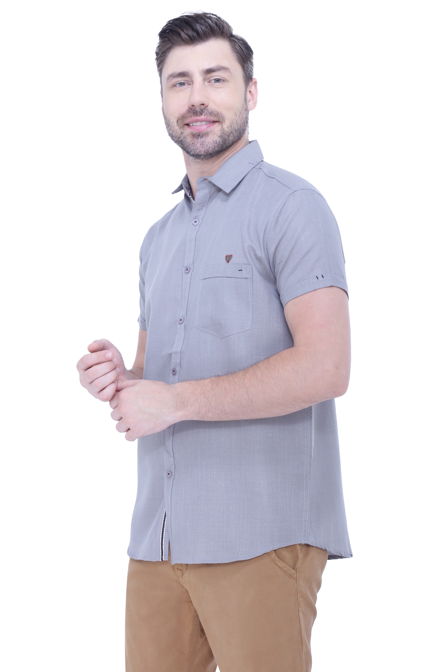 Kuons Avenue | Kuons Avenue Men's Linen Blend Half Sleeves Casual Shirt-KACLHS1236 1