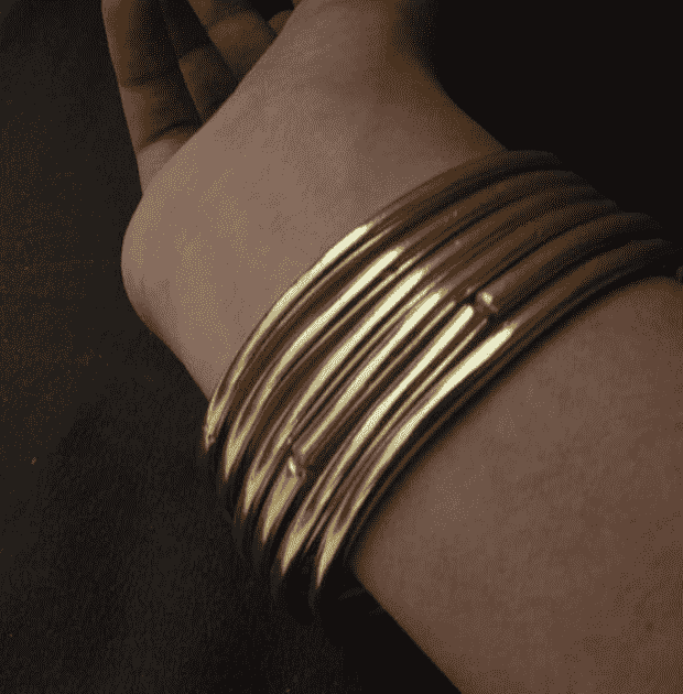 Set of 6 Plain Brass Bangles