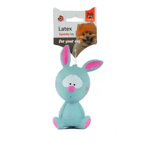 Barkbutler Fofos Latex Bi Rabbit Toy for Dogs | For Small Chewers (Blue)
